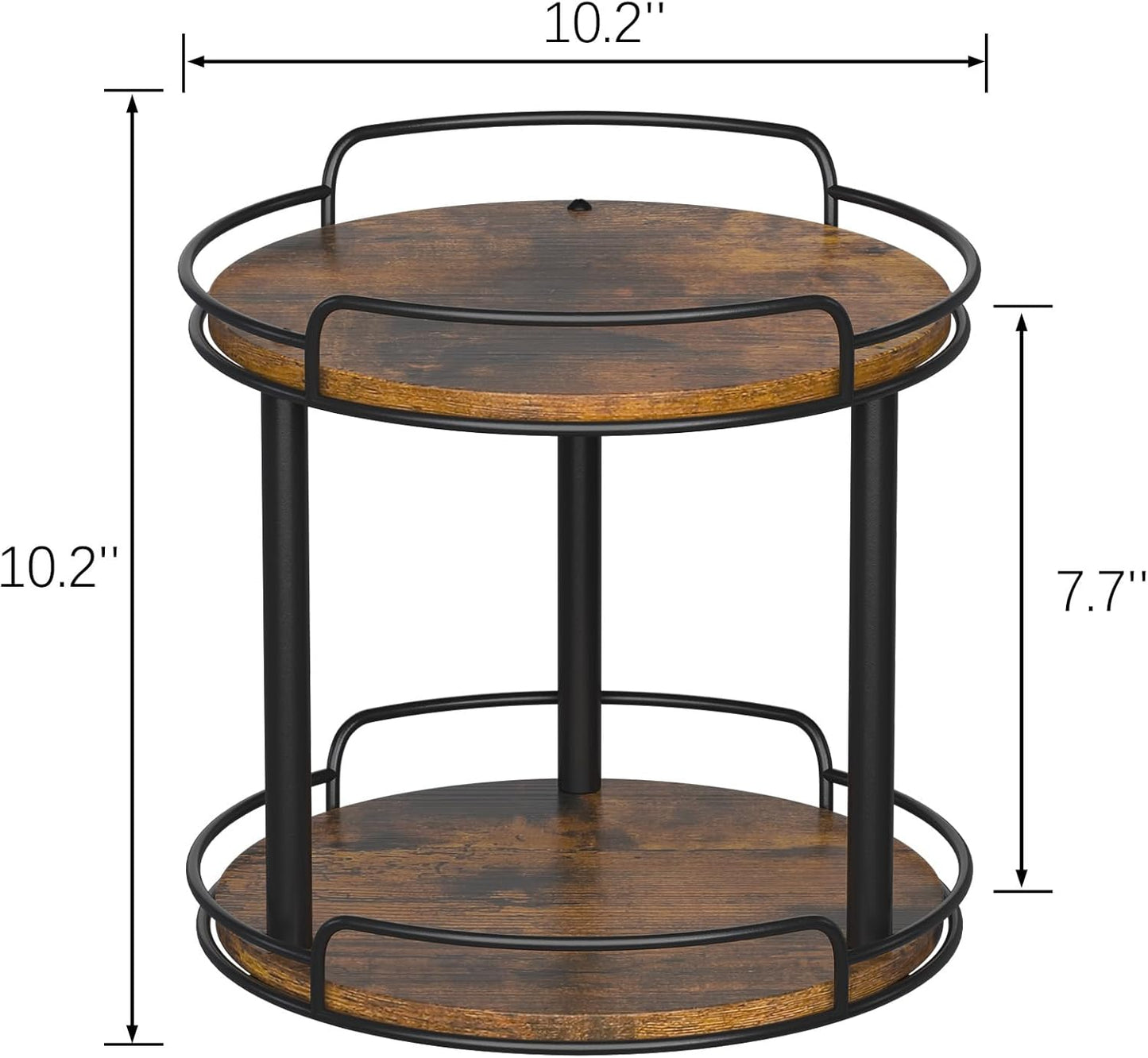 LAMU 10.2'' Wood Lazy Susan Turntable Organizer for Cabinet, 2 Tier Lazy Susan Spice Rack Organizer for Kitchen, Table Top, Countertop, Pantry, Medicine Organizer