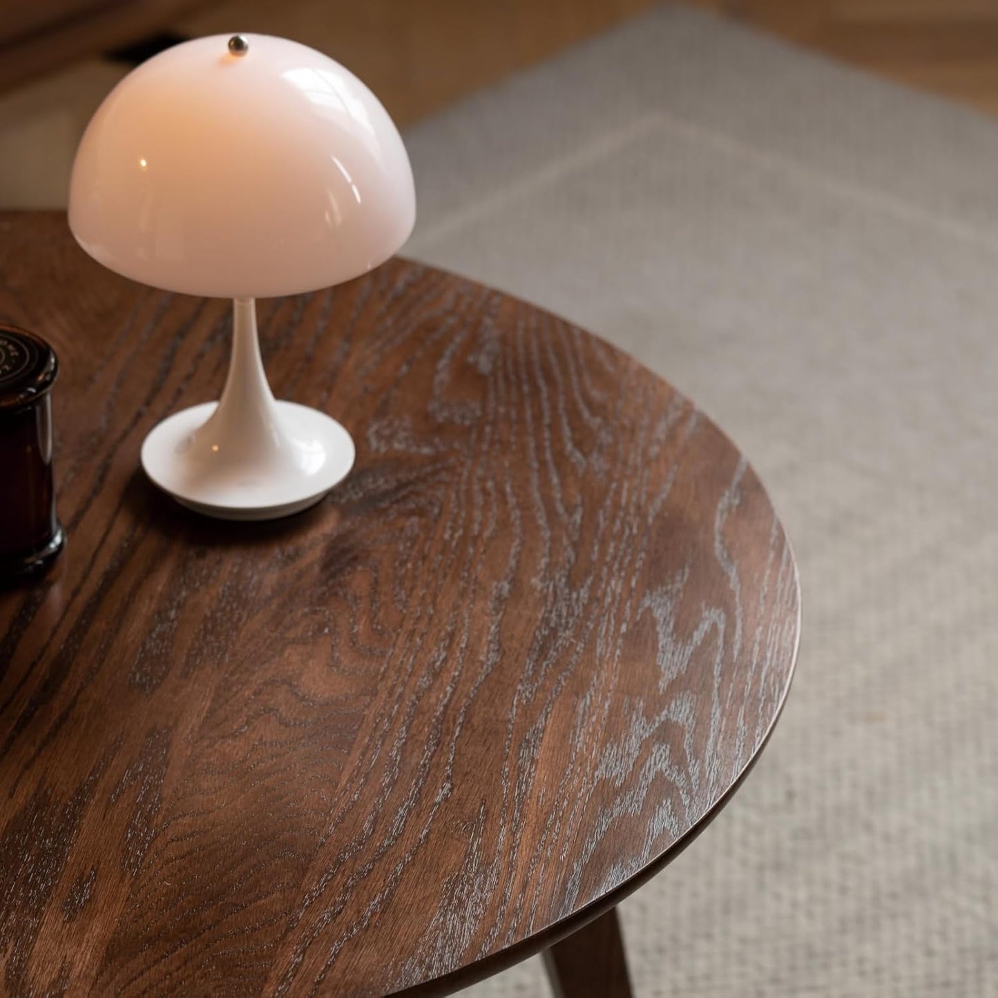 100% Solid Oak Wood Mini Coffee Table, Round Living Room Table Side Table w/Solid Wood Legs, Walnut Mid Century Sturdy Tables for Bedroom Balcony Living Room (23.62" D x 13.78" H)