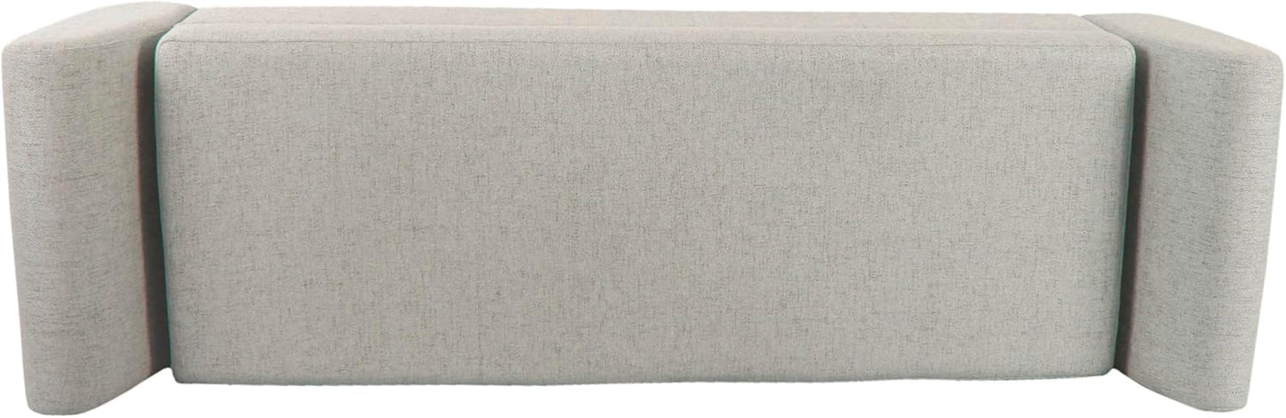 HomePop Modern Storage Bench with Wood Legs Home Décor|Bench with Storage for Living Room & Bedroom - Light Gray Woven