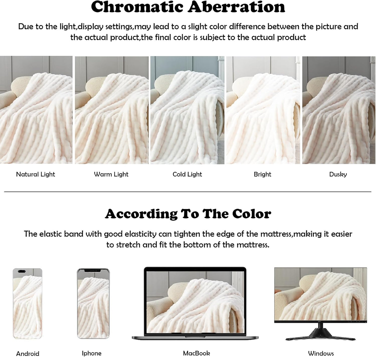 NEWCOSPLAY Faux Fur Queen Blanket Ivory Bubble Blanket Thick Warm Soft for Couch Sofa Bed 550GSM (Ivory, Queen(90"x90"))