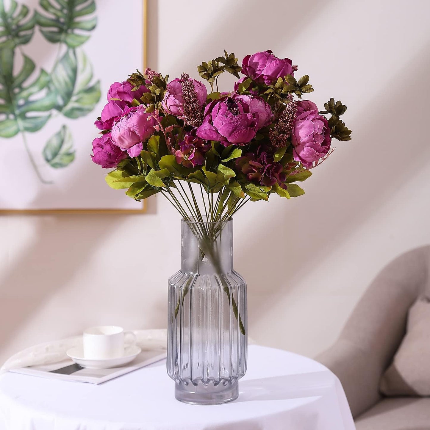 Duovlo Fake Flowers Vintage Artificial Peony Silk Flowers Wedding Home Decoration,Pack of 1 (Purple)