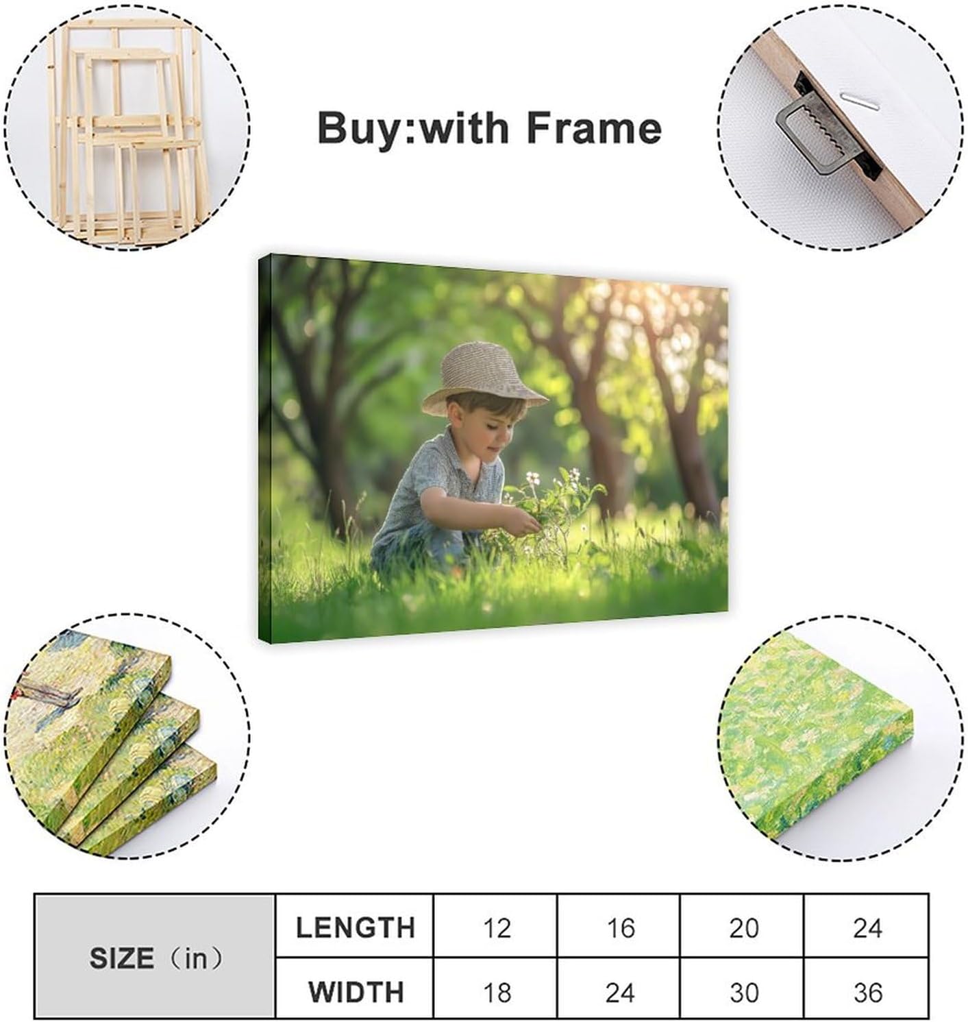 Framed Custom Canvas Wall Custom Pictures to Canvas Framed Photo Prints Wall Art Picture Canvas Customized Personalized Pictures for Couples Pet Family Kids 24x16in