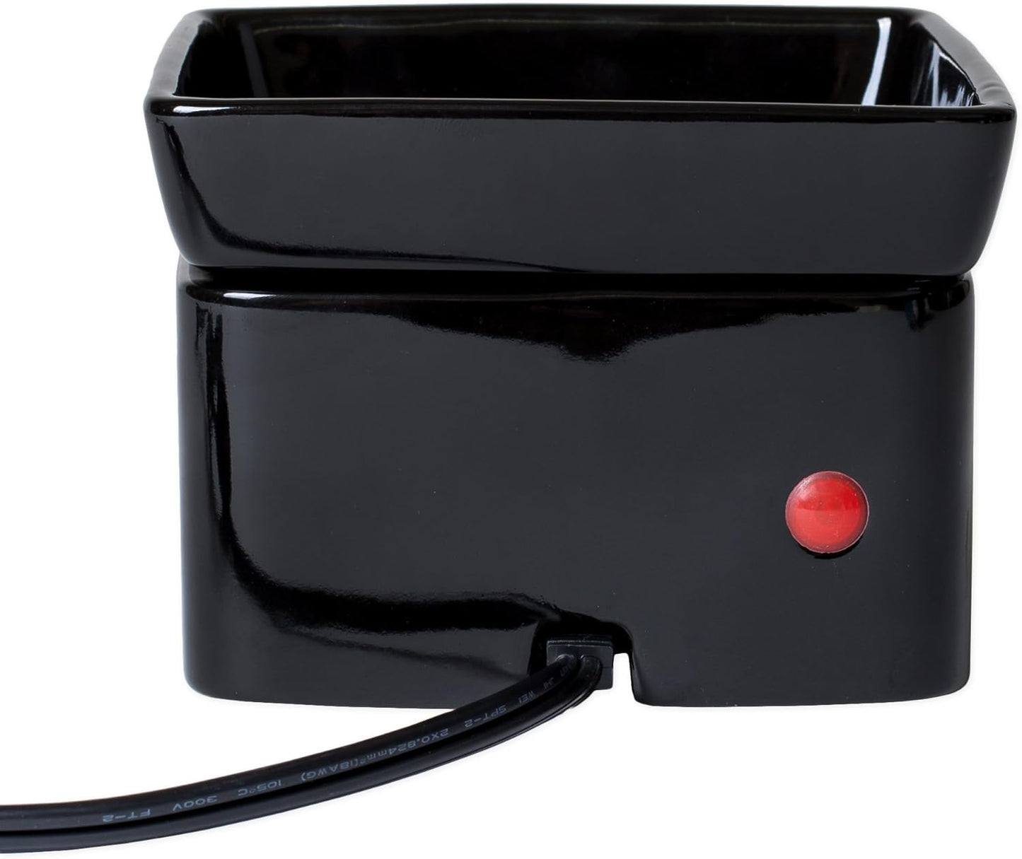 Elanze Designs Black Candle Warmer Black Stoneware Electric 2-in-1 Jar Candle and Wax Tart Oil Warmer