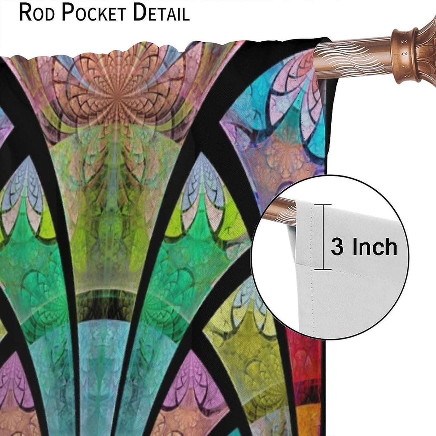 Stained Glass Curtains,Retro Design Style Colorful Abstract Art Home Decor Drapes for Bedroom Living Room Kitchen Window Treatment 2 Panels Set Total Size 42" W X 45" L Inch