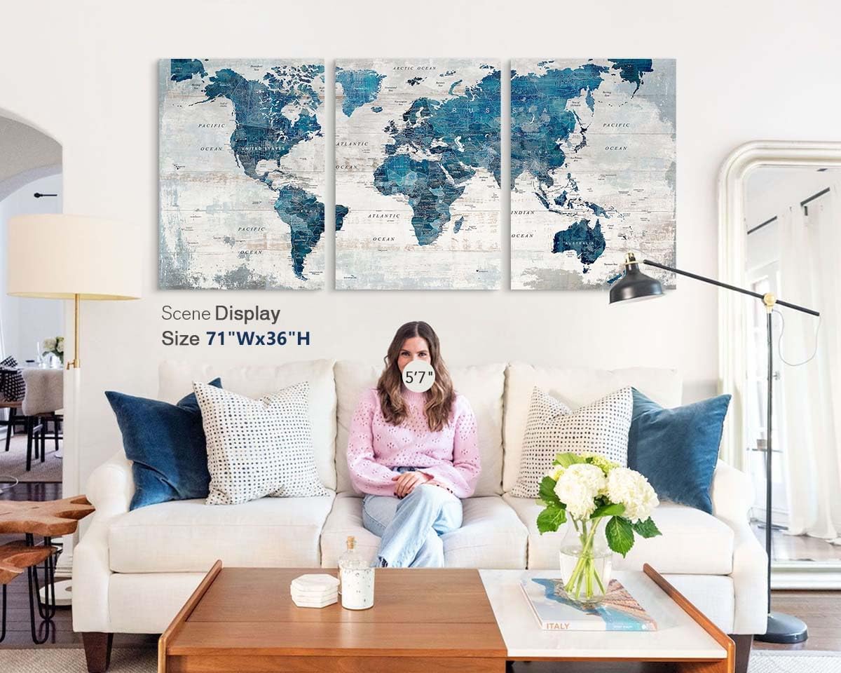 Wall Decor Living Room Motivational Framed Wall Art Large Office Decor for Wall Home Decorations for Bedroom Blue Grey Paintings Dining Room Pictures