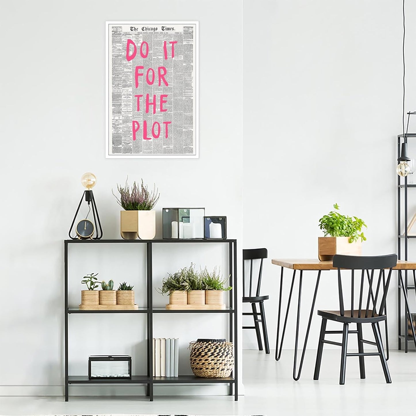 Liyark Retro Black And White Chicago Newspaper Poster Pink Trendy Preppy Apartment Art Motivational Affirmation Do It For The Plot Prints For Home Bedroom Living Room Wall Decor 24x36in Unframed