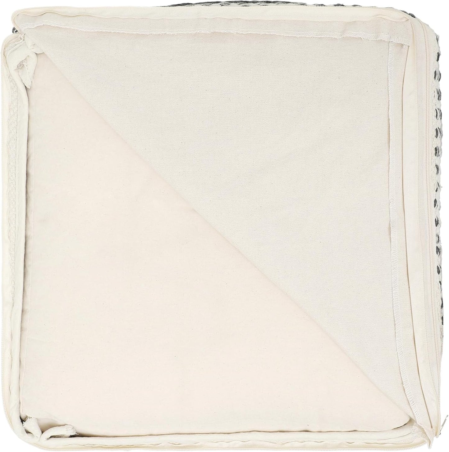 REDEARTH · Tufted Pouf Ottoman with Filler Textured Storage Cube Bean Bag Pouffe Footrest for Living Room, Bedroom, Nursery, Kidsroom; 100% Cotton (17.5"X17.5"X17.5", Solitaire Lozenge Kiwi)