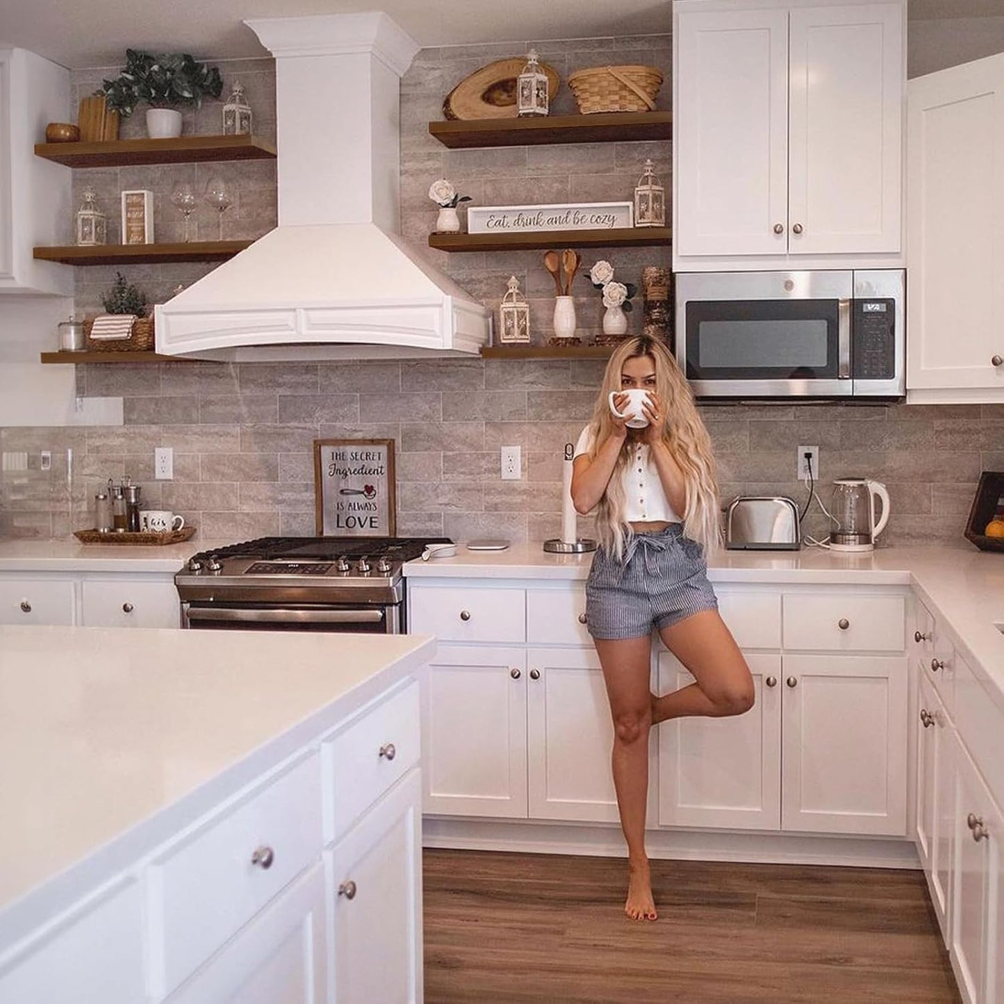 IAE Walnut Floating Wall Shelves 16 inch, Bathroom Shelves Wall Mounted,Invisible Shelf Floating Kitchen Shelves,Wooden Wall Shelving with Brackets for Living Room Wall Mounted,Easy Install,Set of 2