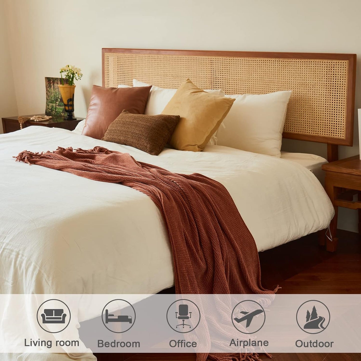 lifein Throw Blanket for Couch, Soft Boho Decor Bed Throw,Cozy Burnt Orange Chenille Knitted Small Farmhouse Lightweight Throw for Spring(Rust,60 * 80")