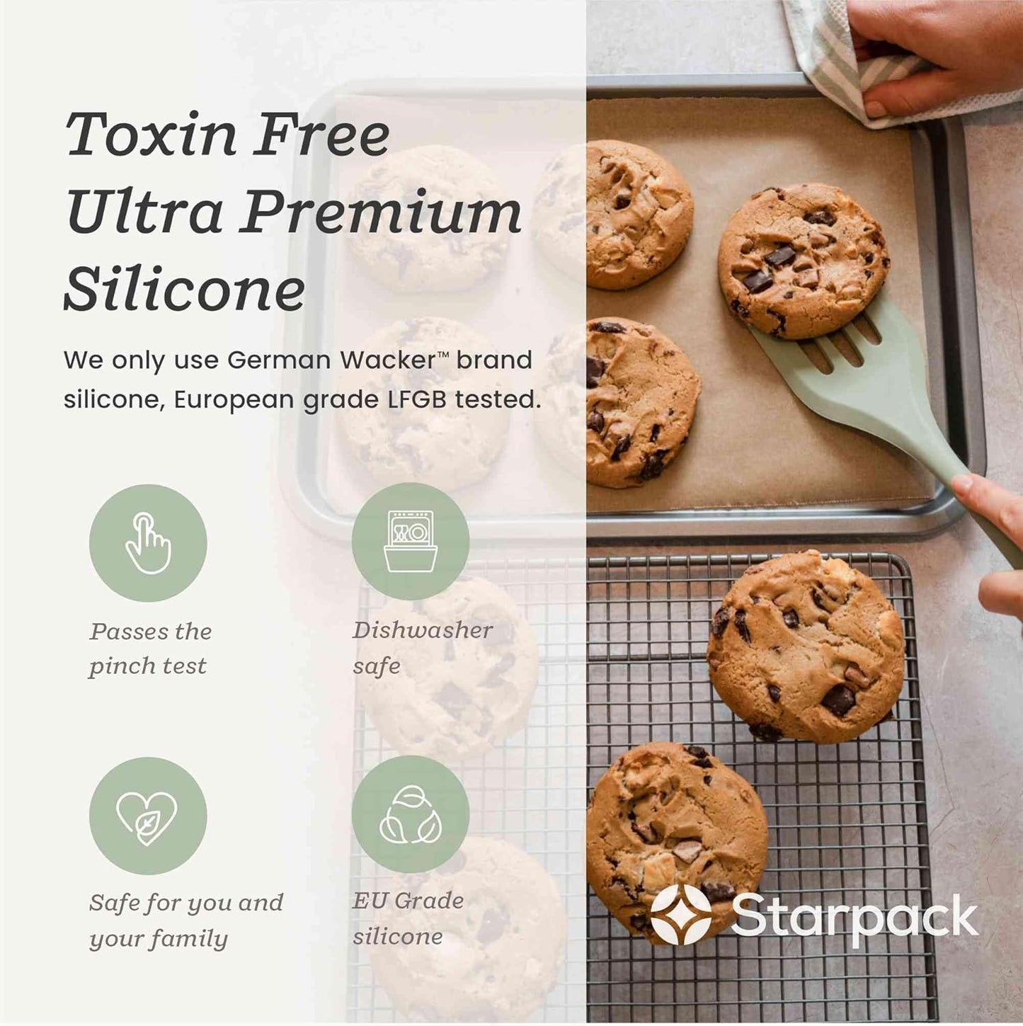 Starpack 'Stir & Serve' Silicone Cooking Utensils Set (5 Pcs) - Kitchen Utensils Set Heat Resistant to 600°F - Kitchen Utensils for Nonstick Cookware - Silicone Utensil Set for Mixing & Cooking