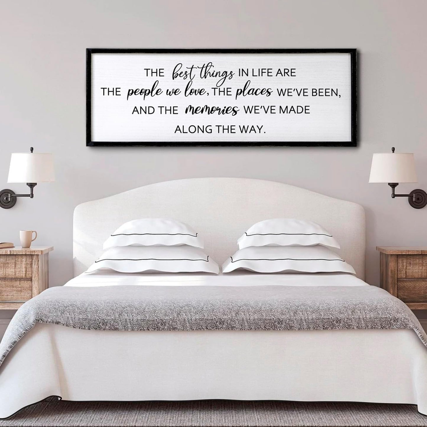 The Best Things in Life Framed Wall Art, 40''×15'' Rustic The Best Things in Life Sign for God Jesus Christ Prayer, Horizontal Holy Inspirational Family Home Decor