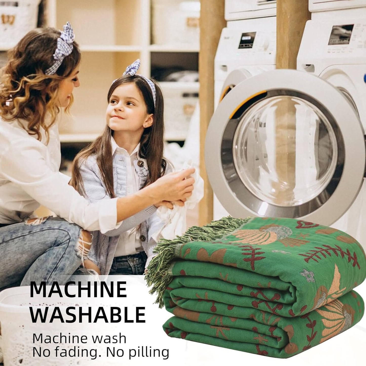 Boho Throw Blanket for Bed, 100% Pure Cotton Ultra Soft Rustic Quilt, Farmhouse Decor Bed Blankets, All Season Rustic Throw for Sofa Couch Chair(80''x 90'', Bird B)