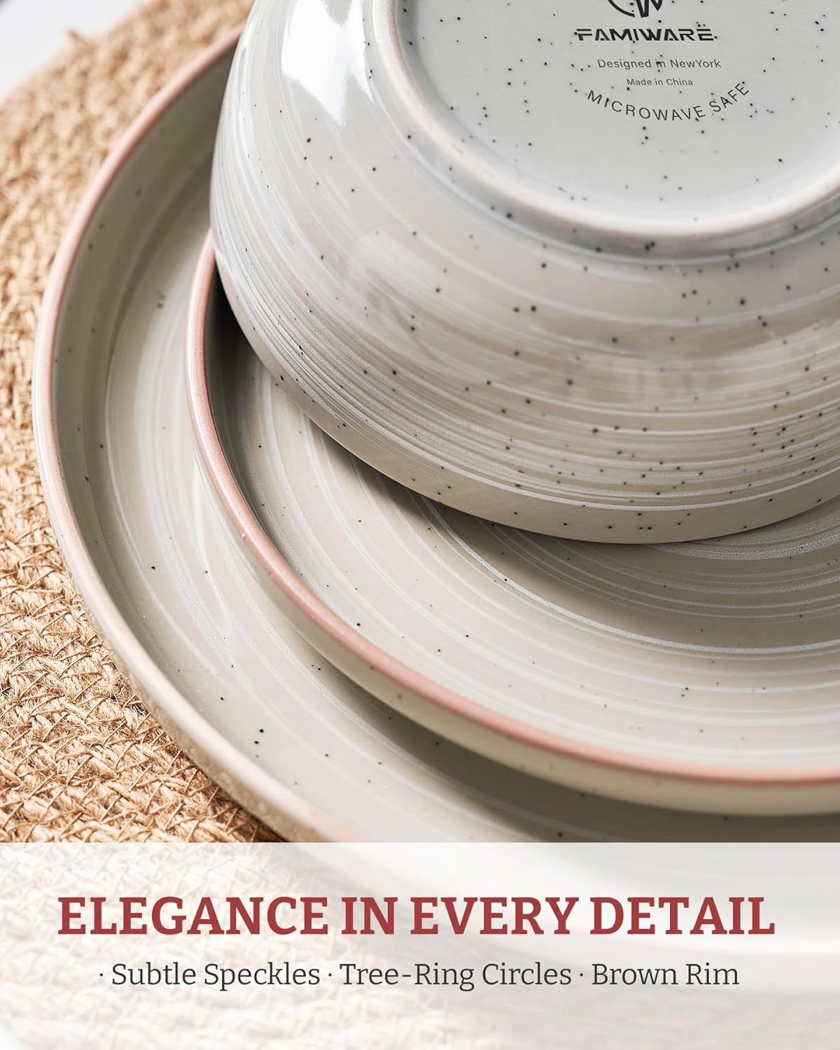 Famiware Meteor Plates and Bowls Sets for 4, 12 Pieces Dinnerware Sets, Microwave and Dishwasher Safe Dishes Set, Matcha Green