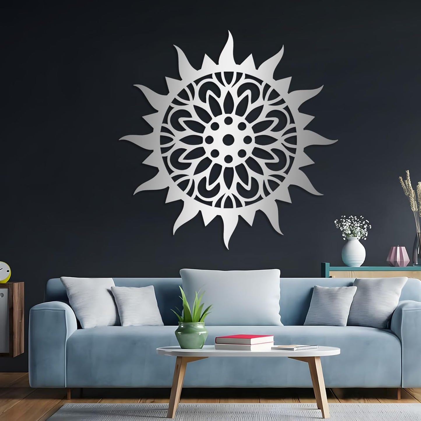 Sunburst Metal Wall Decor, Unique Sun Flower Design, Outdoor & Indoor Wall Art for Living Room, Bedroom, or Patio, Home Decor (Gold, 24"x24"|60x60cm)