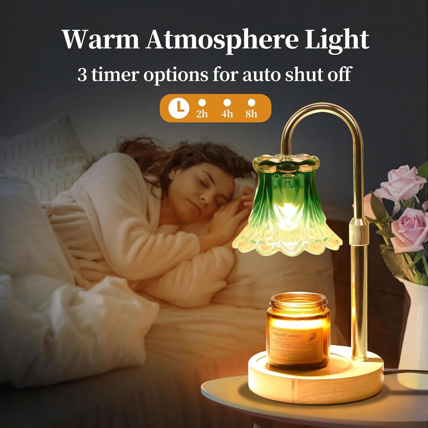 GEEZO Fragrance Candle Warmer Lamp,Electric Candle Warmer with Timer & Dimmer,Mom Christmas Birthday Gifts for Women, House Warming Gifts New Home Bedroom Decor