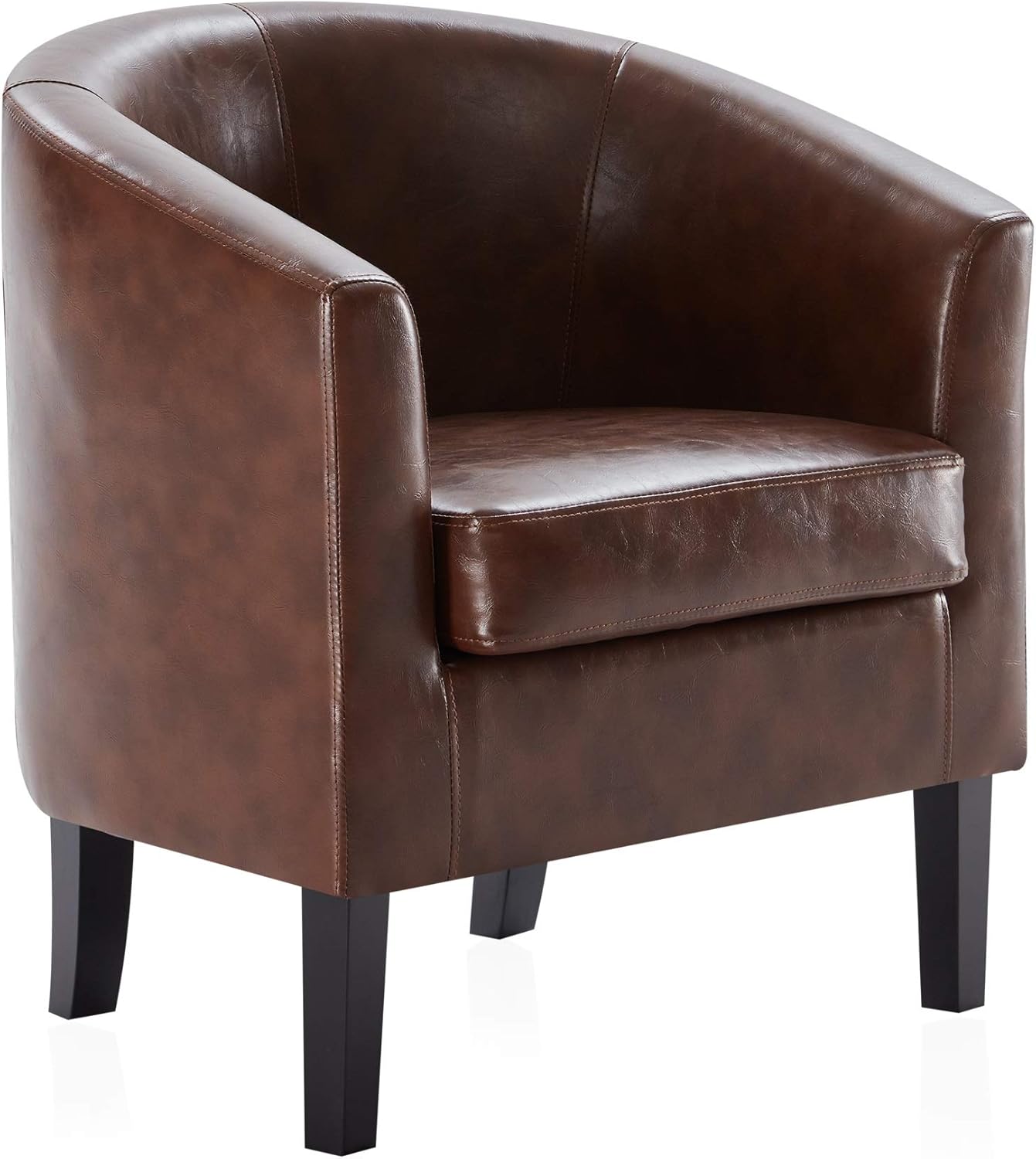 BELLEZE Accent Barrel Chair, Club Tub Sofa Corner Chair with Flared Legs and Cozy Soft Padding for Living Room Bedroom Waiting Room - Caramel