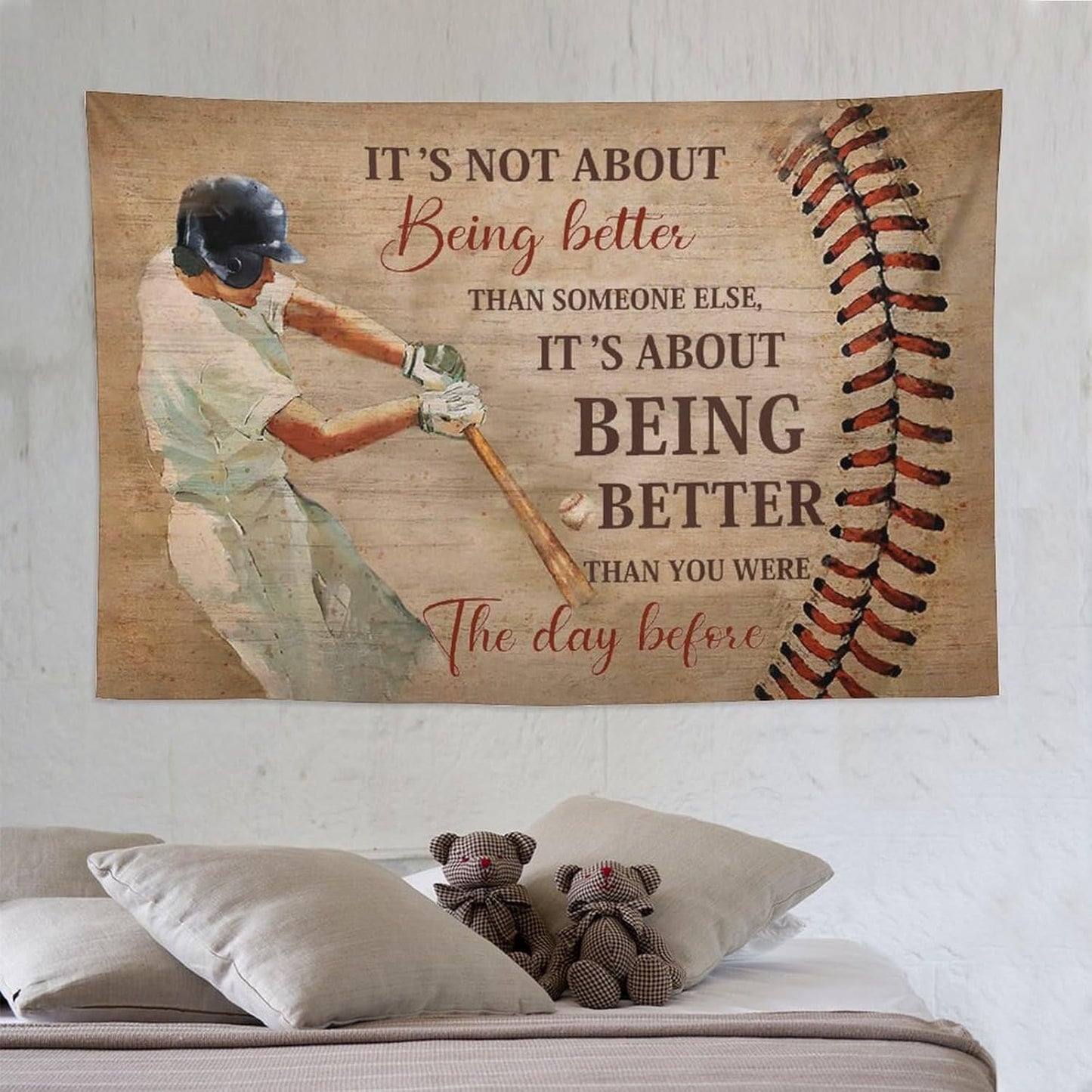 yowecso Baseball Tapestry Sport Theme Tapestry Wall Hanging for Bedroom Baseball Tapestries Aesthetic Wall Decor for Home Dorm Living Room 60"x90"
