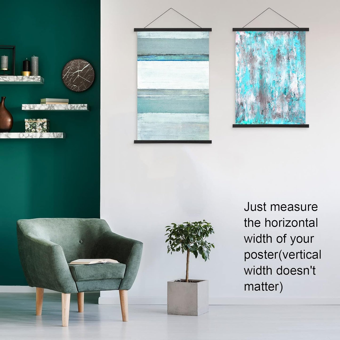 FALAMON Magnetic Poster Frame Hanger, Magnet Poster Frame for Posters, Prints, Photos, Pictures, Maps, Scrolls, and Canvas Artwork(Black,60")