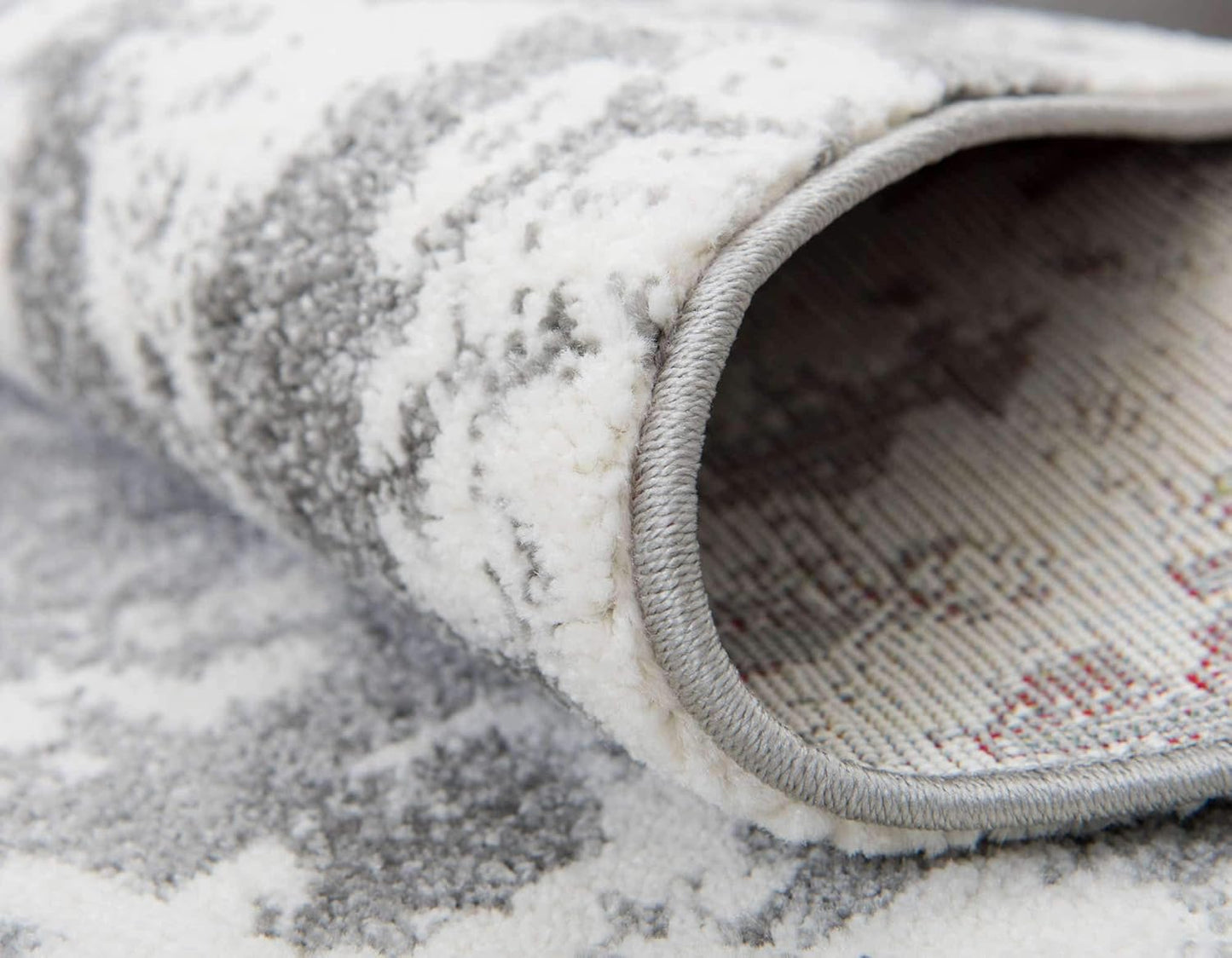 Unique Loom Rosso Collection Vintage, Geometric, Bohemian, Traditional, Distressed, Southwestern Area Rug, Round 3' 3" x 3' 3", Light Gray/Ivory