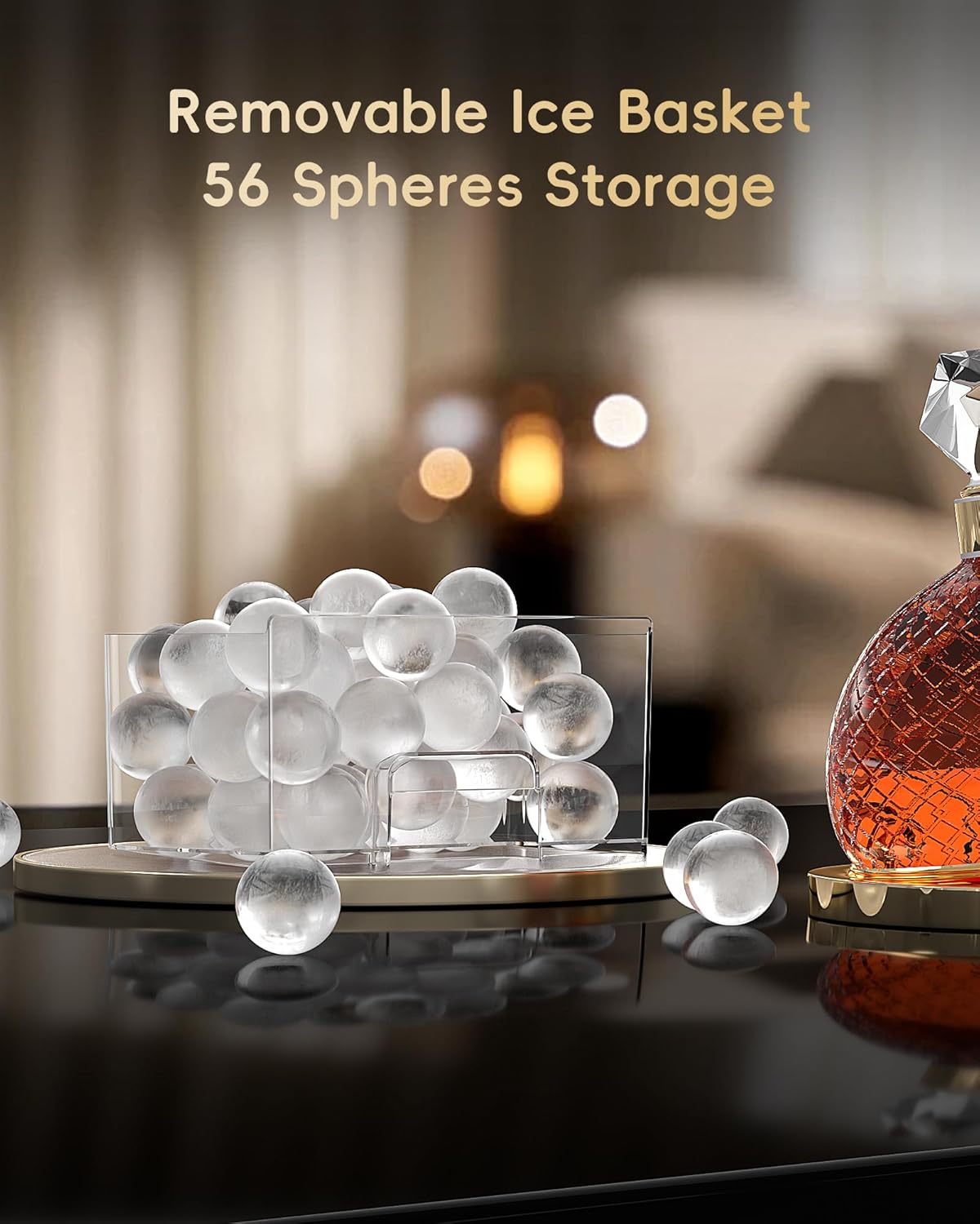 ecozy 2" Clear Ice Ball Maker with CrystalFlux Technology, 4 pcs in 40 Mins, 144 pcs/Day, Sphere Ice Maker with Enhanced Insulation, Automatic Water Supply, Self-Cleaning for Whiskey & Bourbon