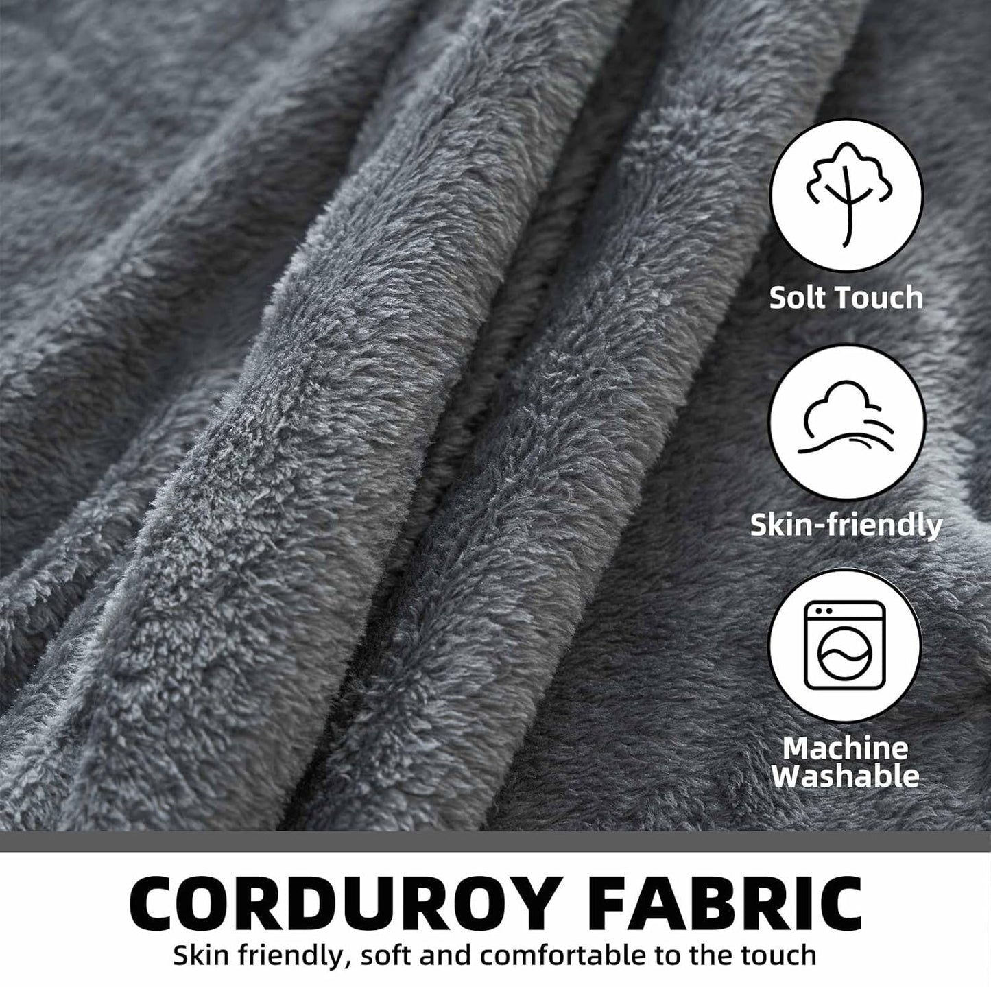 5FT,Big Bean Bag Chairs for Adults,Large beanbag with Filler Included,Memory Foam Material,Easy to Clean and Washable Corduroy Fabric,Suitable for Living Room and Bedroom (Dark Gray, 5 Foot)