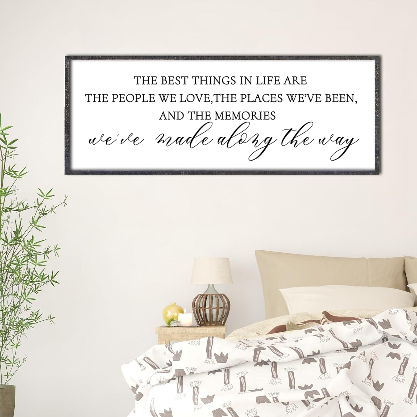 The Best Things in Life Wall Decor Sign 40 x 15 Inch Memories Inspirational Quotes Wood Framed Family Entryway Living Room Home Wall Art for Farmhouse Bedroom Room (Black)
