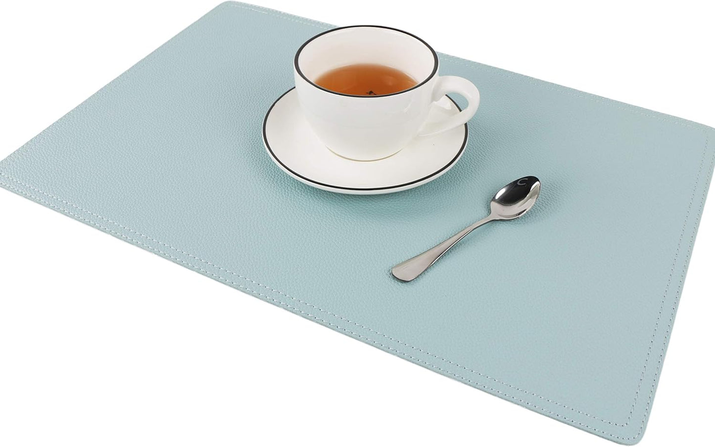 Faux Leather Placemats, PU Table Mats, Set of 4, Waterproof, Stain Resistant, Heat Resistant, Non-Slip Easy to Clean for Kitchen Dining Table,Conference Table C Teal Blue