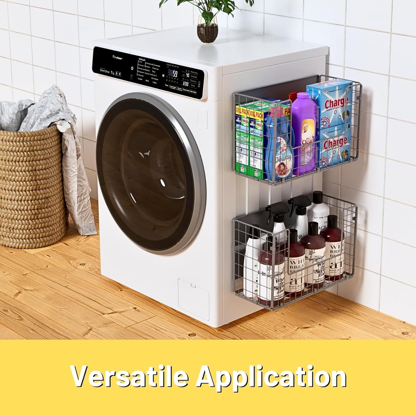 Magnetic Shelf for Fridge, Fruit Potato & Onion Storage Bins, Pantry Organizers & Storage, Large Container Magnetic Basket for Refrigerator, Kitchen Counter,Cabinet Magnetic Fridge Organizer Silver 1