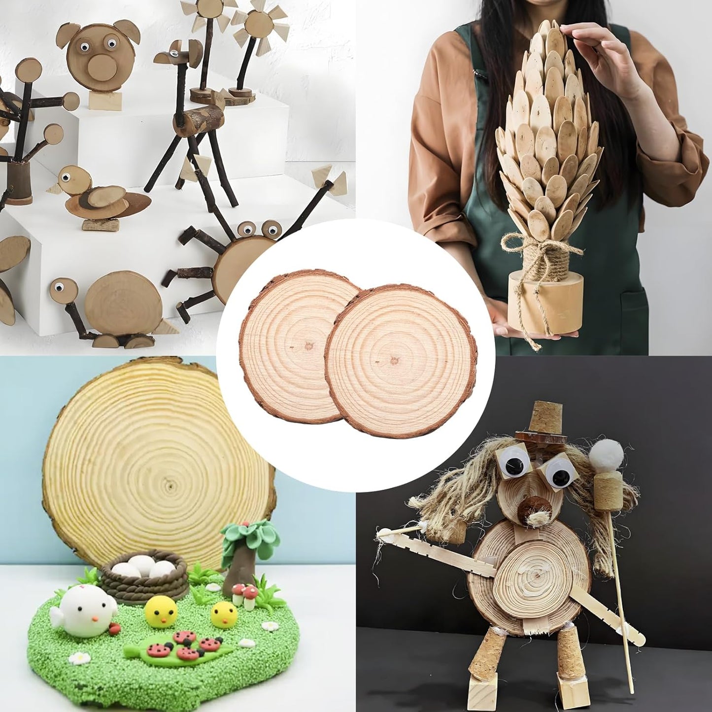 Natural Wood Slices for Wedding Decor, Christmas Ornaments – 20PCS 2.8-3.2 Inch Unfinished Predrilled Wooden Circles, DIY Crafts & Arts