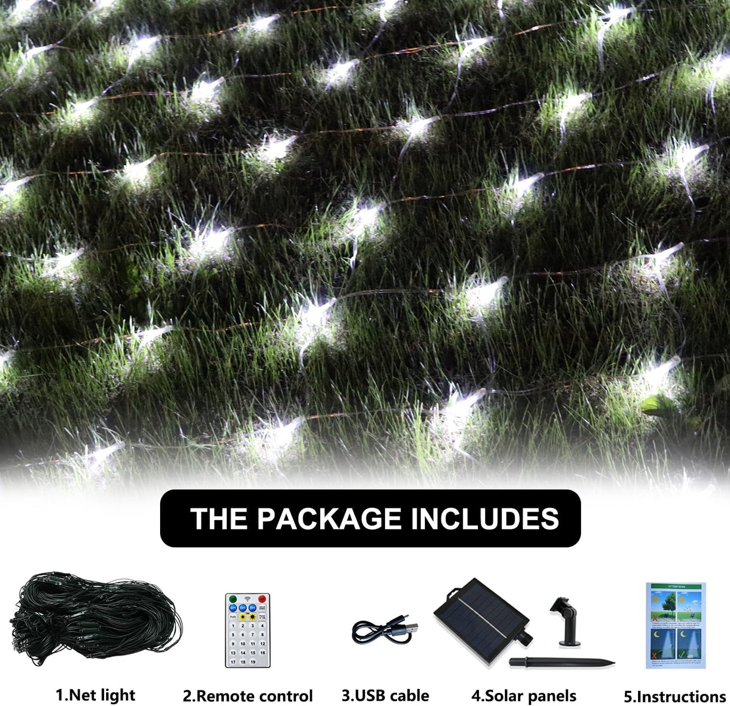 Solar Net Lights Outdoor Mesh Lights White, 200 LED Net Lights Christmas, Waterproof 19 Modes Timer Tree Wrap Lights for Fence, Garden, Yard, Bushes, Trunk, Halloween Decor-9.8ft x 6.6ft