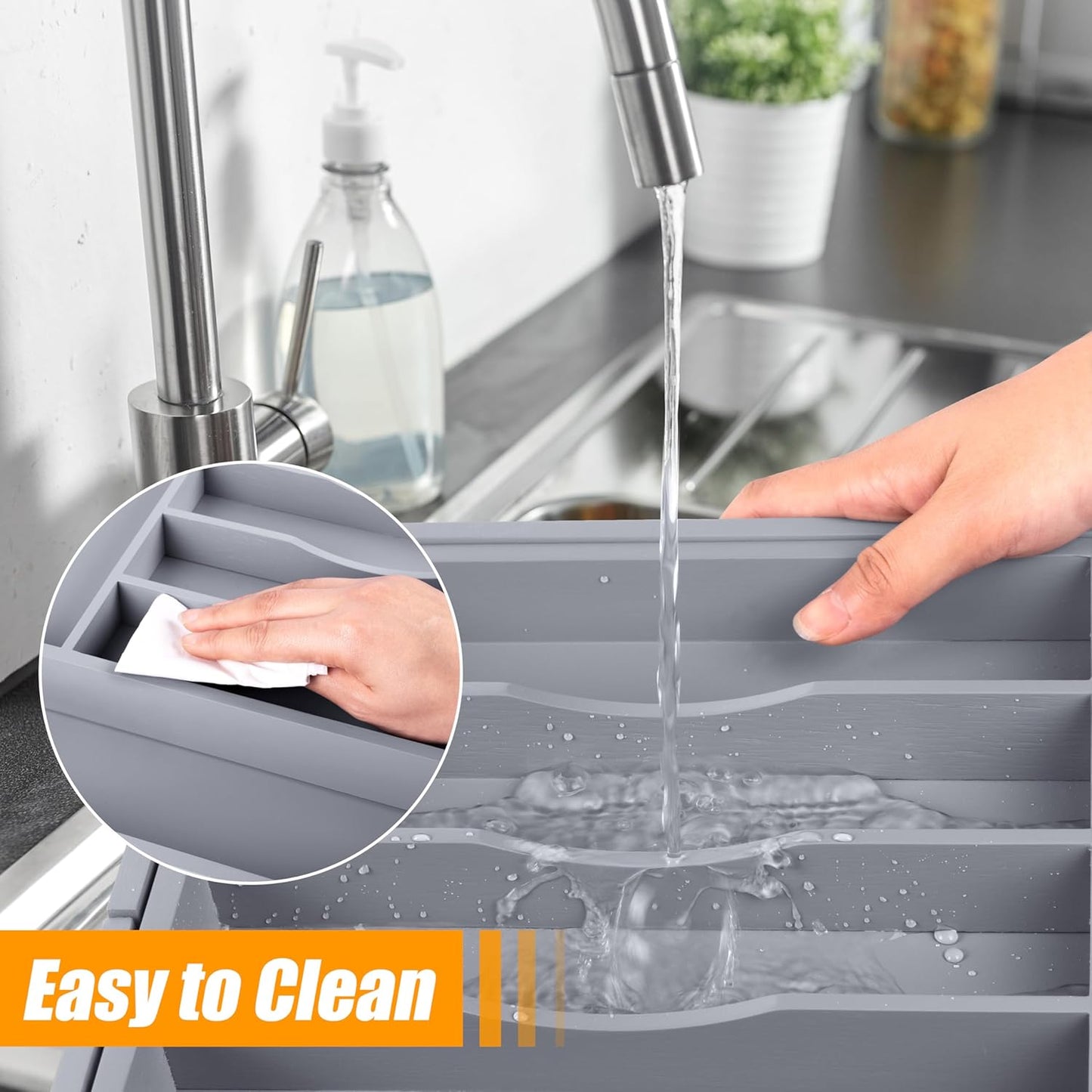 Kitchen Silverware Drawer Organizer and Storage Cabinet Utensil Rack Bathroom Counter Vanity Extra Large Big Cooking Drawer Organizers Countertop Pantry Storage Cabinet Best Kitchen Must Haves 2025