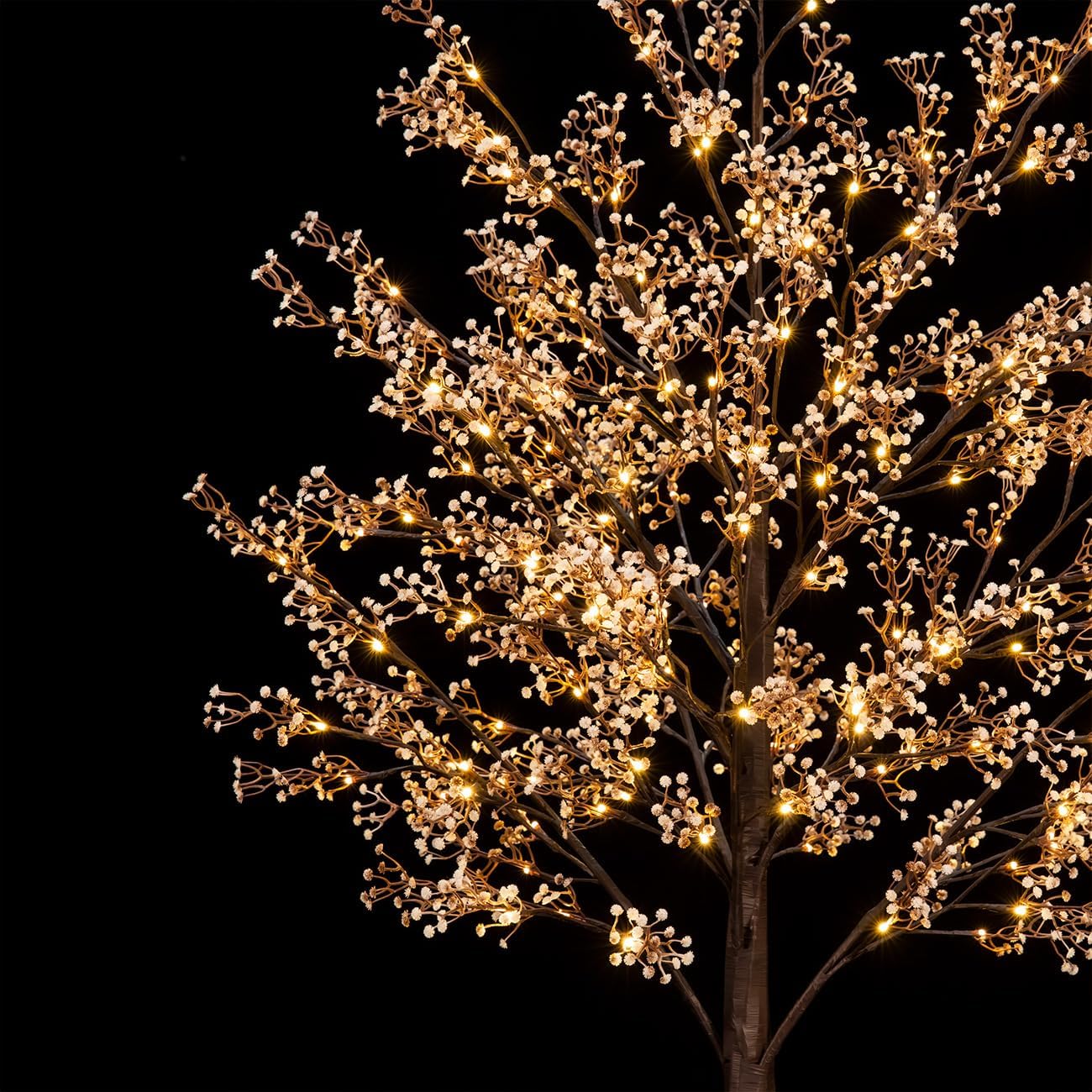 6ft Lighted Baby's Breath Tree with 184 Warm White LED Lights for Holiday Decor - Dimmable, UL Certified, Waterproof - Ideal for Indoor and Outdoor Decoration
