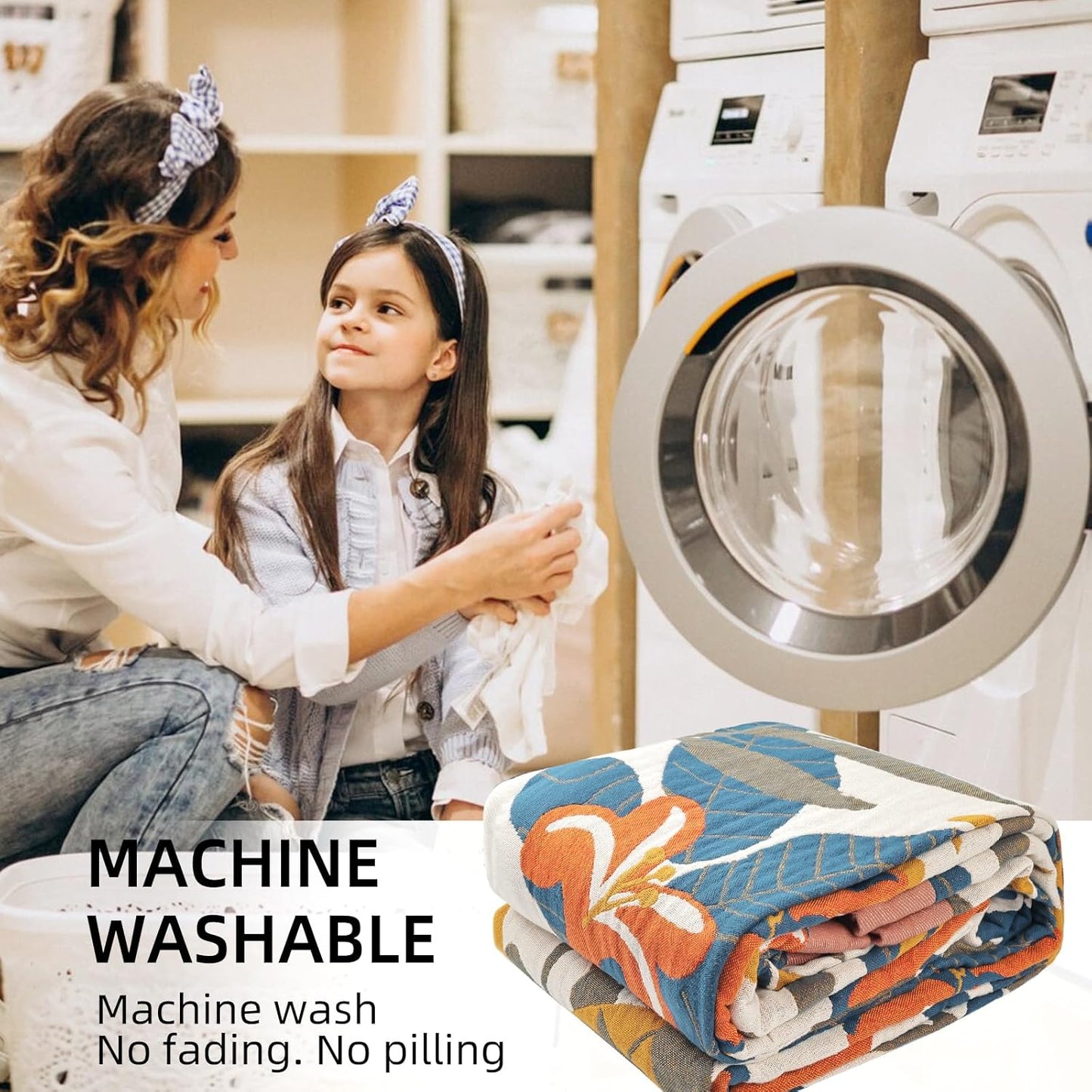 Boho Throw Blanket for Bed - 100% Pure Cotton Ultra Soft Rustic Quilt - Farmhouse Decor Bed Blankets, All Season Rustic Throw for Sofa Couch Chair(80''x 90'', Floral Sea)