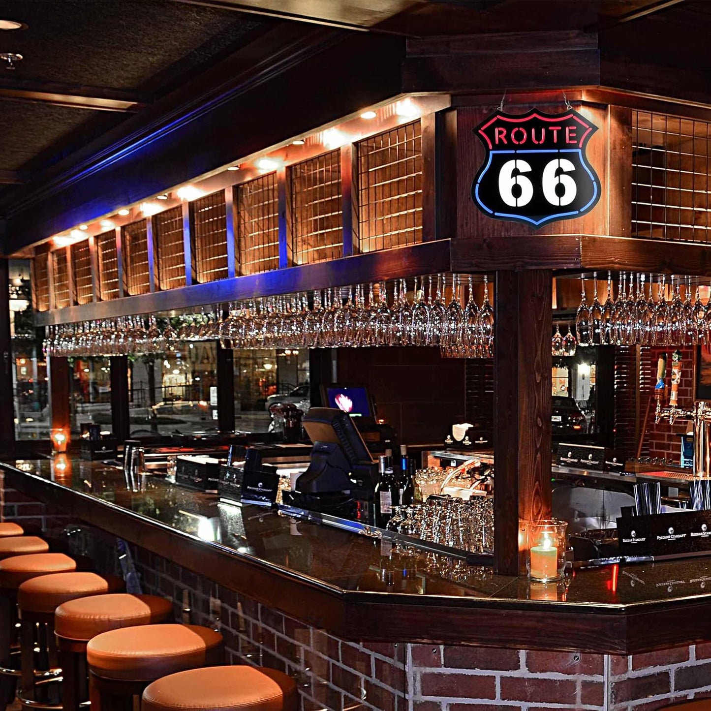 Ultrathin Route 66 Neon Sign Art Wall Lights for Bedroom Windows Glass Hotel Pub Cafe Wedding Birthday Party Gifts