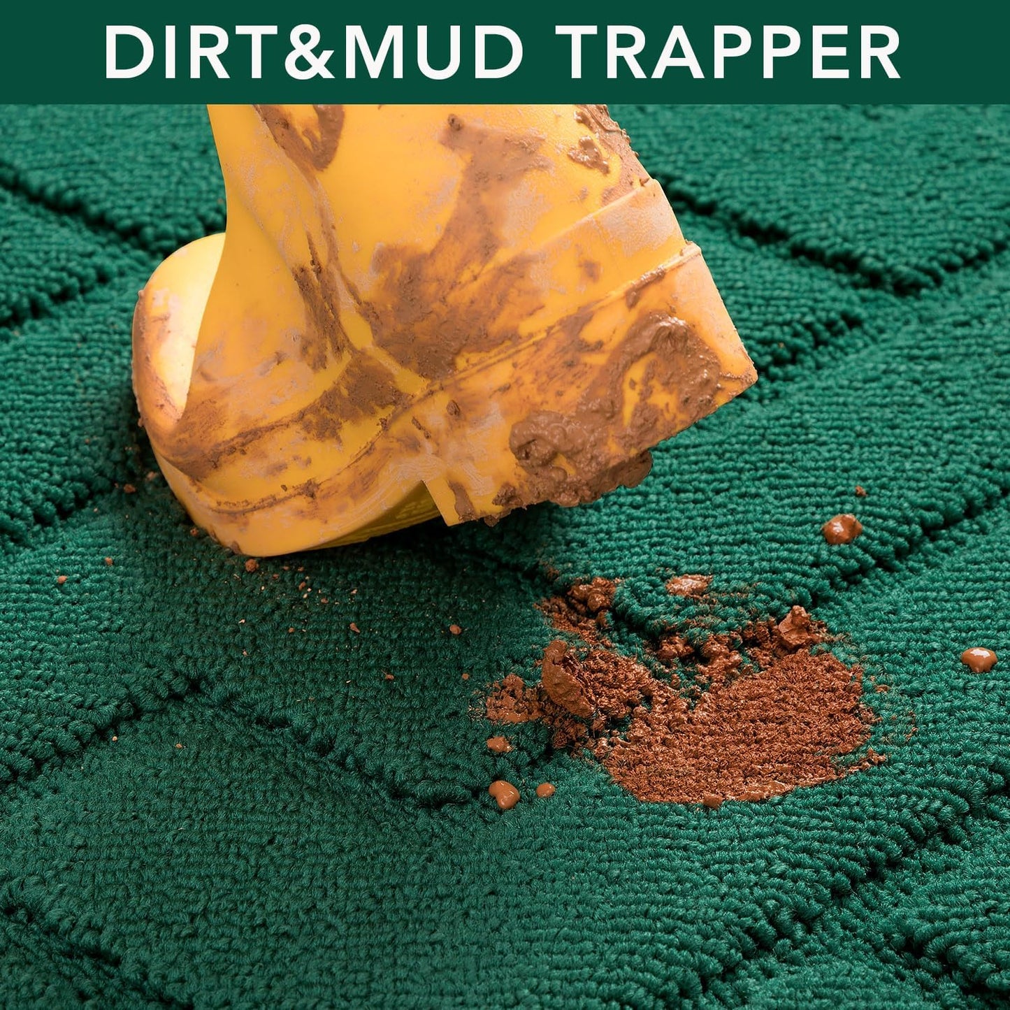 hicorfe Front Door Mat Outside Entrance,20"x31.5" Absorbent Muddy Dirt Resist Welcome Door Mats Outdoor Indoor,Stain and Fade Resistant,Non Slip Backing Entry Mat Doormat for Entryway(Evergreen)