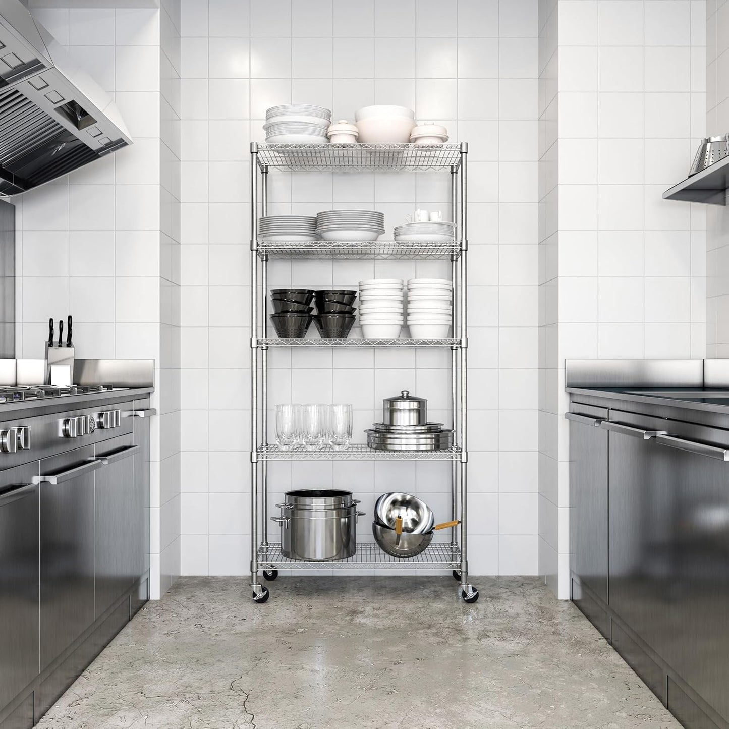 Seville Classics UltraDurable Heavy Duty NSF Solid Steel Wire Rack Storage Unit, Organizer for Garage, Warehouse, Office, Restaurant, Classroom, Kitchen, Steel, 5-Tier Shelving, 36" W x 18" D