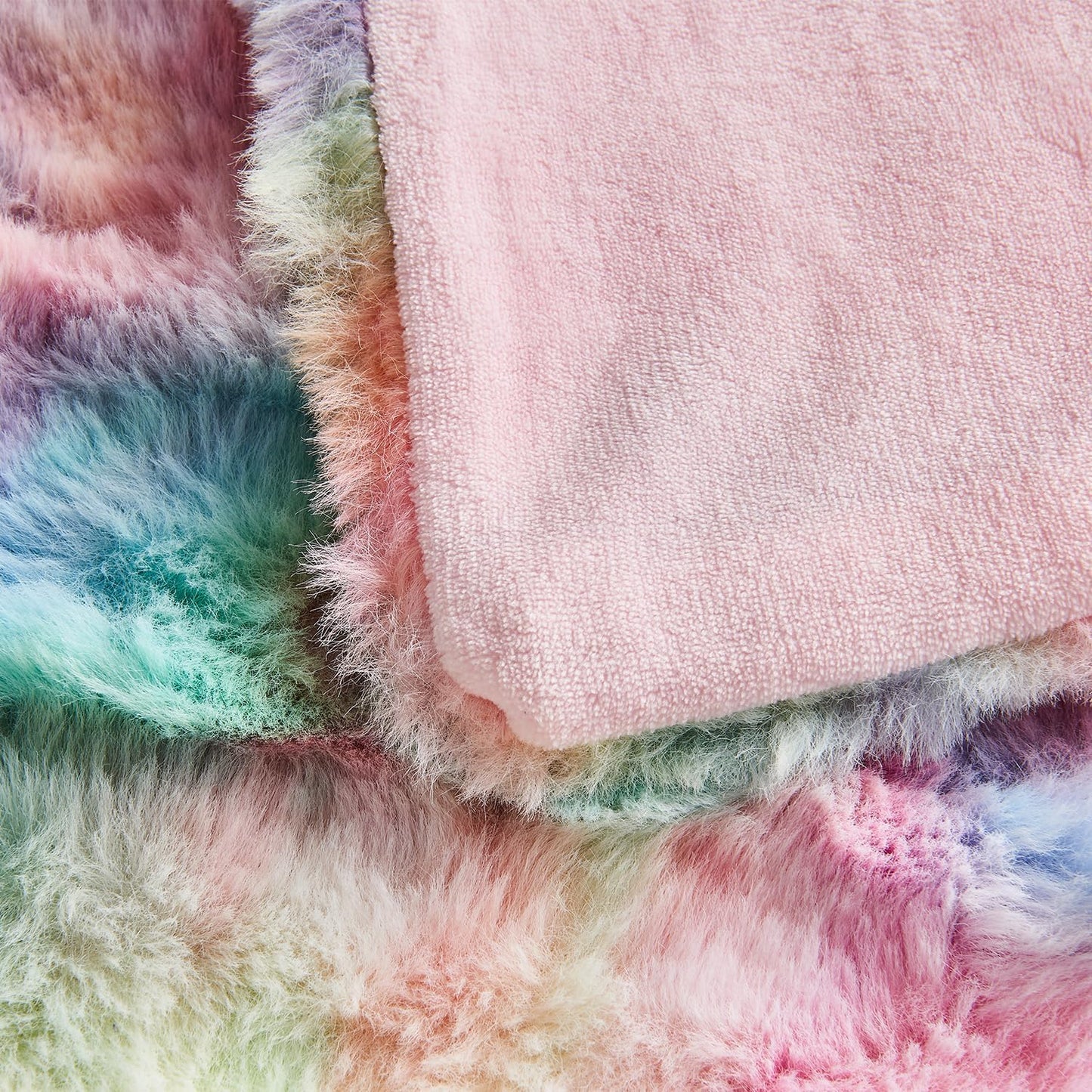 Lotus Karen Faux Fur Throw Blanket Rainbow - Big Bubble Rabbit Fluff Blanket for Couch, Small Fluffy Fuzzy Cozy Blanket, Thick Furry Plush Shaggy Blankets, 50x60 Inches