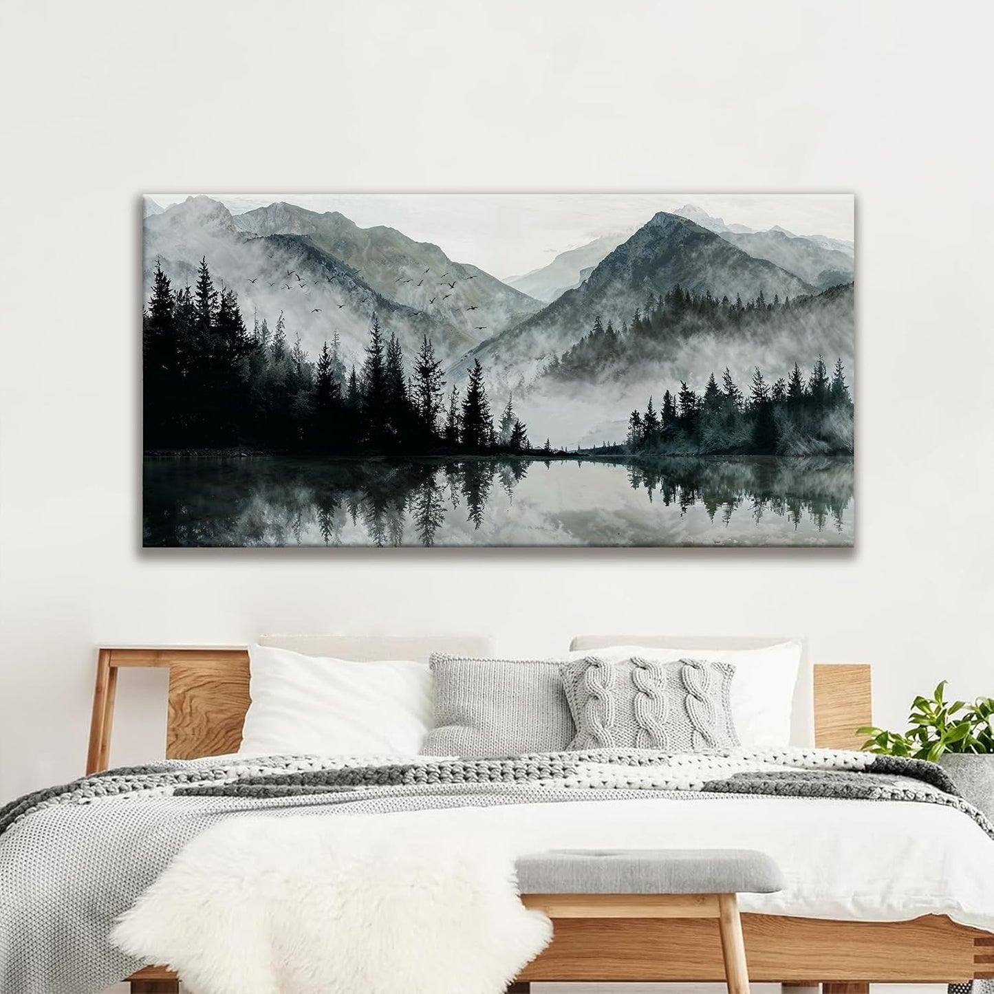 Modern Wall Art Natural Home Wall Decorations Canvas Art Wall Decor Prints Mountain Lake View Landscape Large Wall Art For Living Room Bedroom Kitchen Office Artwork Decor 29"×58"