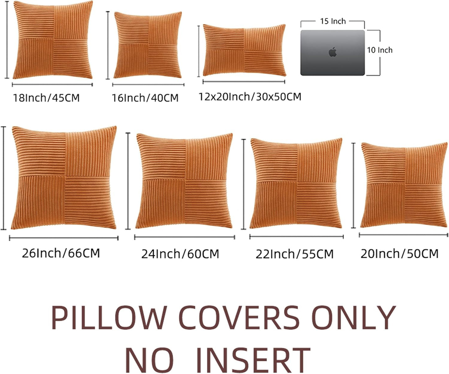 Fancy Homi 2 Packs Burnt Orange Lumbar Decorative Throw Pillow Covers 12x20 Inch for Living Room Couch Bed Sofa, Farmhouse Boho Home Decor, Soft Striped Corduroy Rectangle Accent Cushion Case 30x50 cm