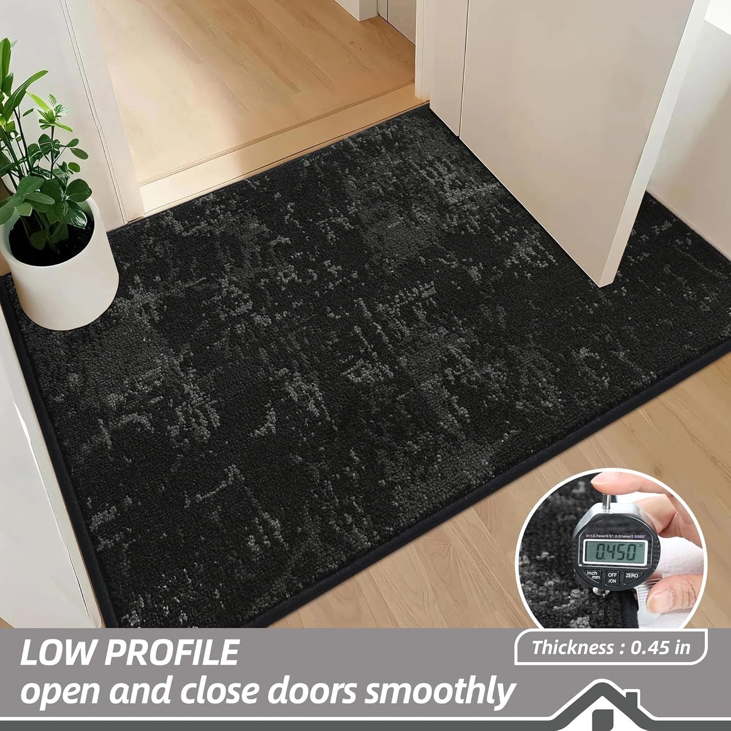 BEQHAUSE Dirt Trapper Door Mat 32"x48" Non-Slip Door Mats Washable Entryway Rugs Stain Resistant Doormat Absorbent Welcome Floor Mat for Front Back Door, Muddy Wet Shoes & Paws,Black