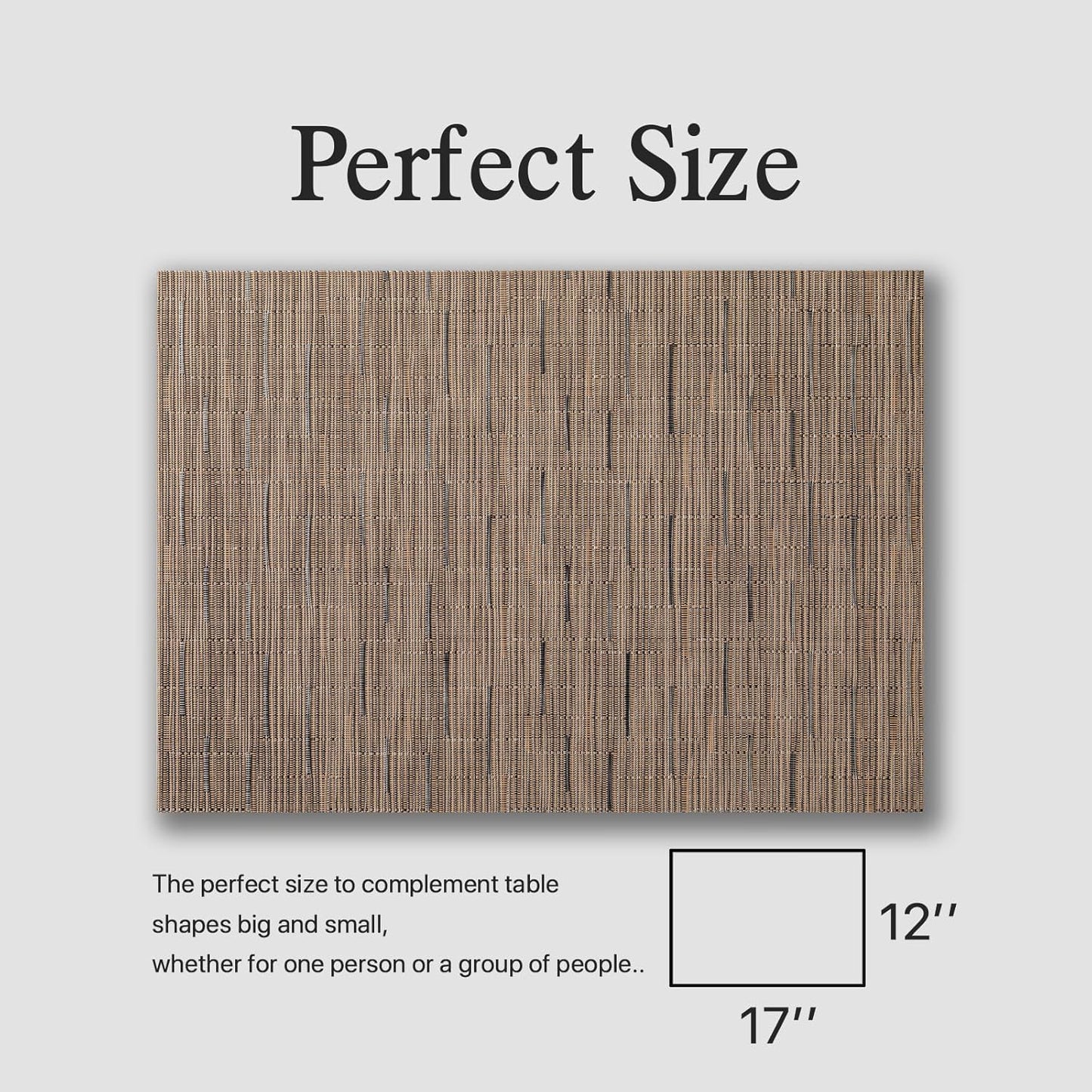 Placemats Set of 4 - Easy Clean Woven Vinyl Placemats for Dining Table, Indoor/Outdoor Place Mats, Washable PVC Table Mats (Light Brown)