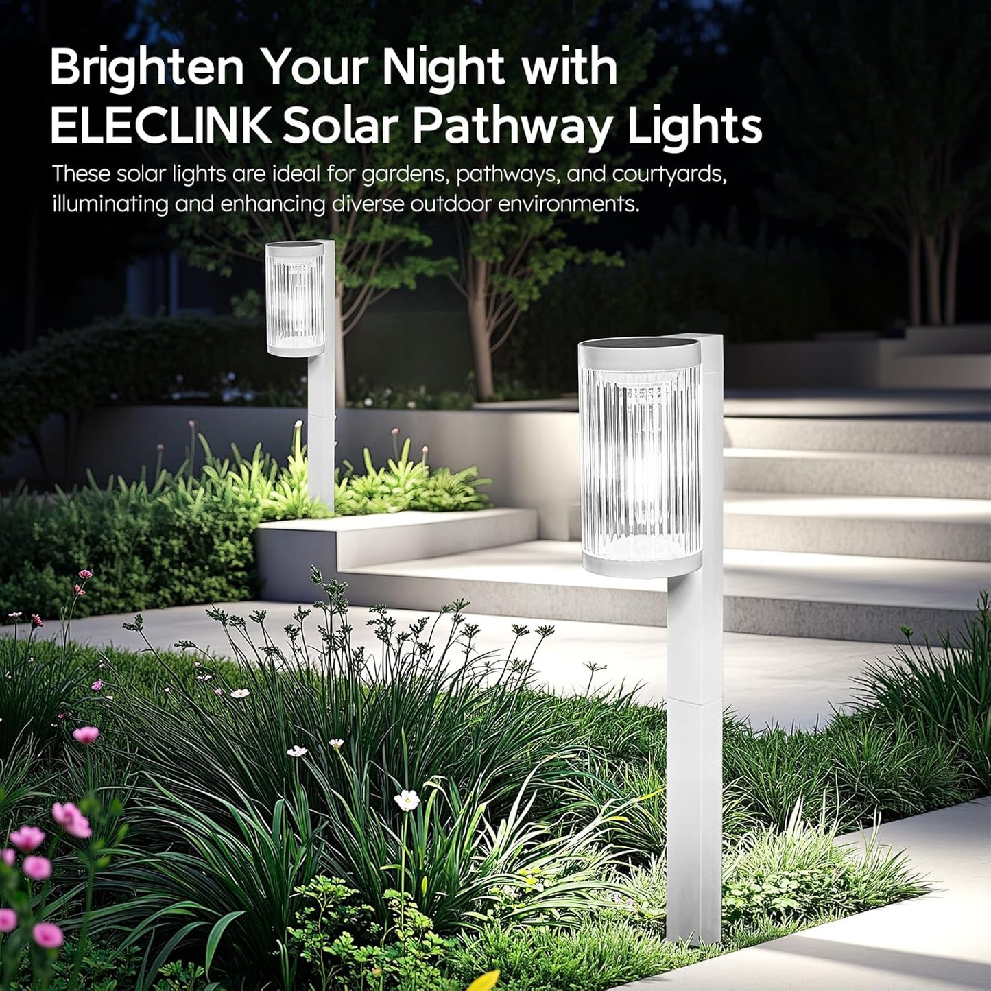 Solar Pathway Lights Outdoor, 6 Pack Upgraded Outdoor Solar Lights for Outside Super Bright Up to 12Hrs, IP65 Waterproof Solar Garden Lights for Yard Landscape Path Walkway Decoration(Cool White)