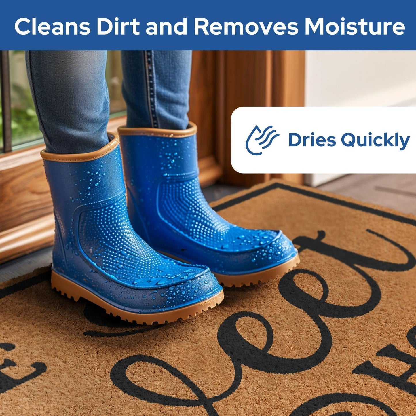 Barnyard Designs Natural Coco Coir Heavy Duty Backing Doormat - Large Cute Non-Slip Front Door Welcome Mat for Outside Entrance or Porch Entry, Brown (24x36, Home Sweet Home)