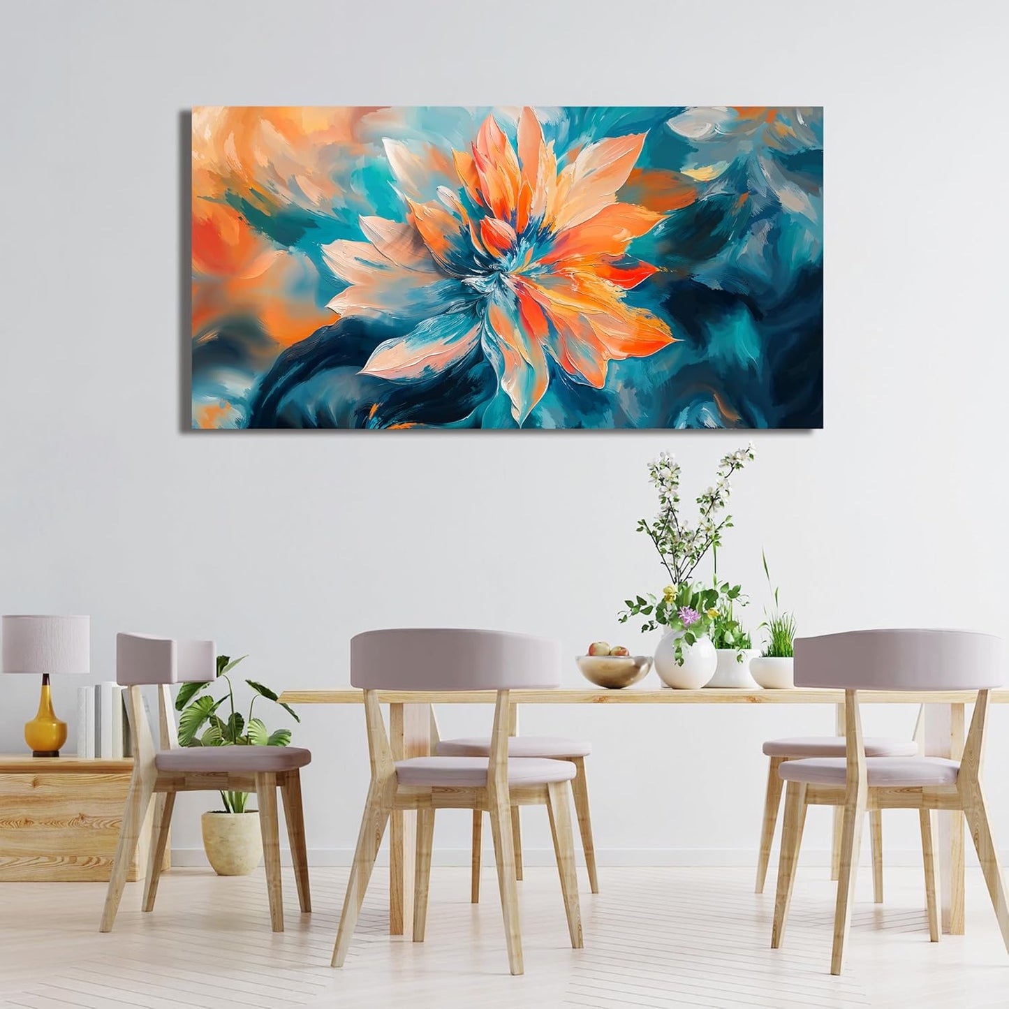 KUPTEU Canvas Wall Art Decor Wal Art Pictures for Living Room Colorful Flowers Wall Art Prints Decorations Canvas Art Wall Decor Artwork for Walls Bedroom Office Home Aesthetic Decor 20" X 40"