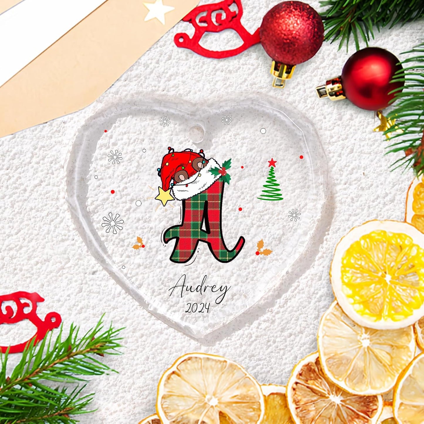 Personalized Christmas Ornaments with Initial Name, Acrylic Custom Monogram Initial A-Z Christmas Ornament 2025 for Kids Family Friends, Customized Letter Name Ornaments for Christmas Tree Decorations