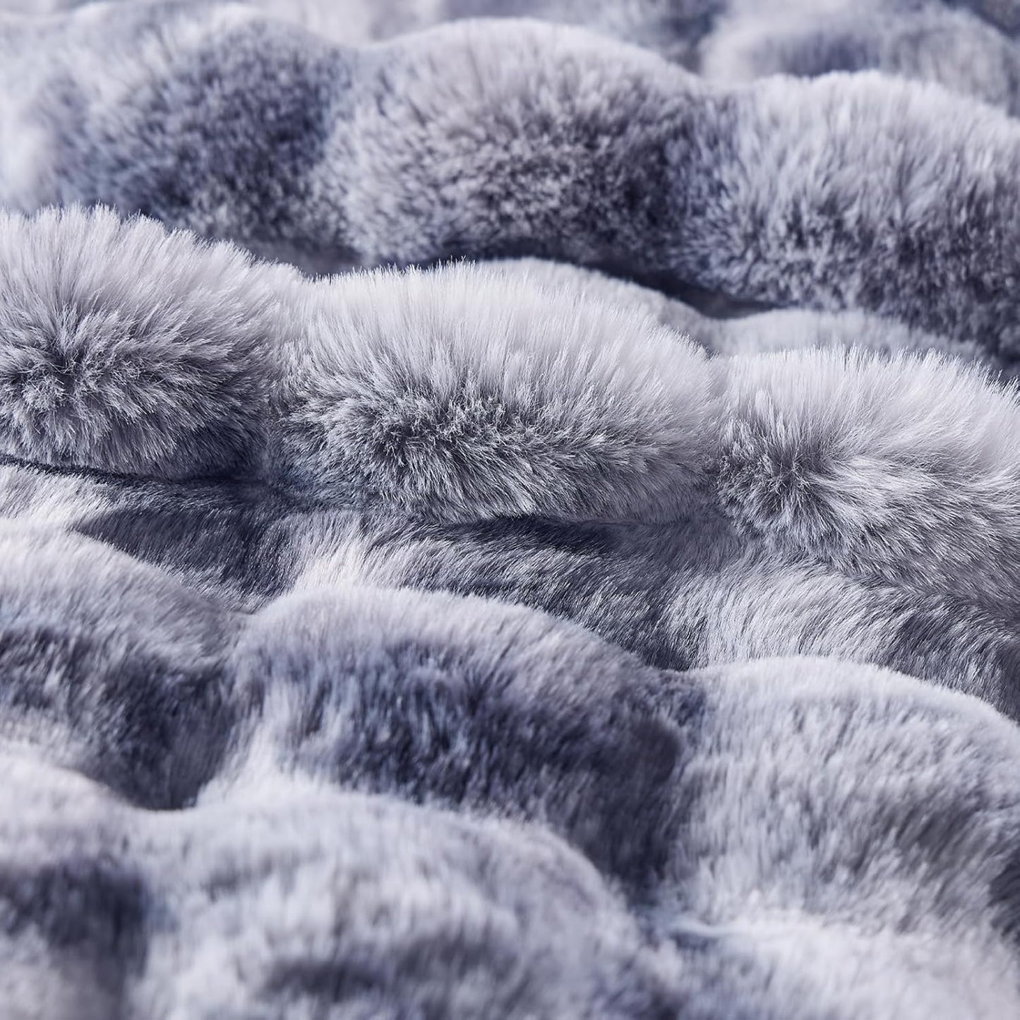 BENVWE Fluffy Faux Fur Throw Blanket for Couch - Soft, Plush, Thick, Cozy, Fuzzy Luxury Minky Bubble Blanket for Home Living Room Decor, Gifts for Women, Tie-dye Light Grey, 51" x 63", 1100GSM