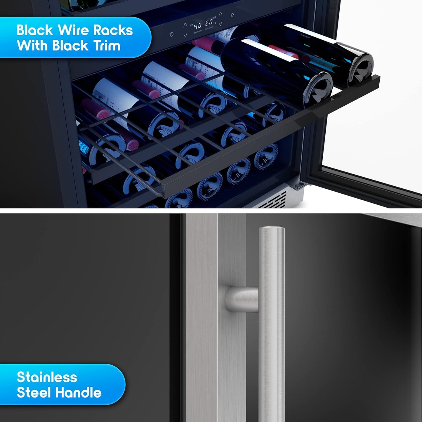 Zephyr BWN24C02AG Brisas 24 Inch Wide 46 Bottle Capacity Built-In or Freestanding Wine Cooler with Dual-Pane Door - Stainless Steel