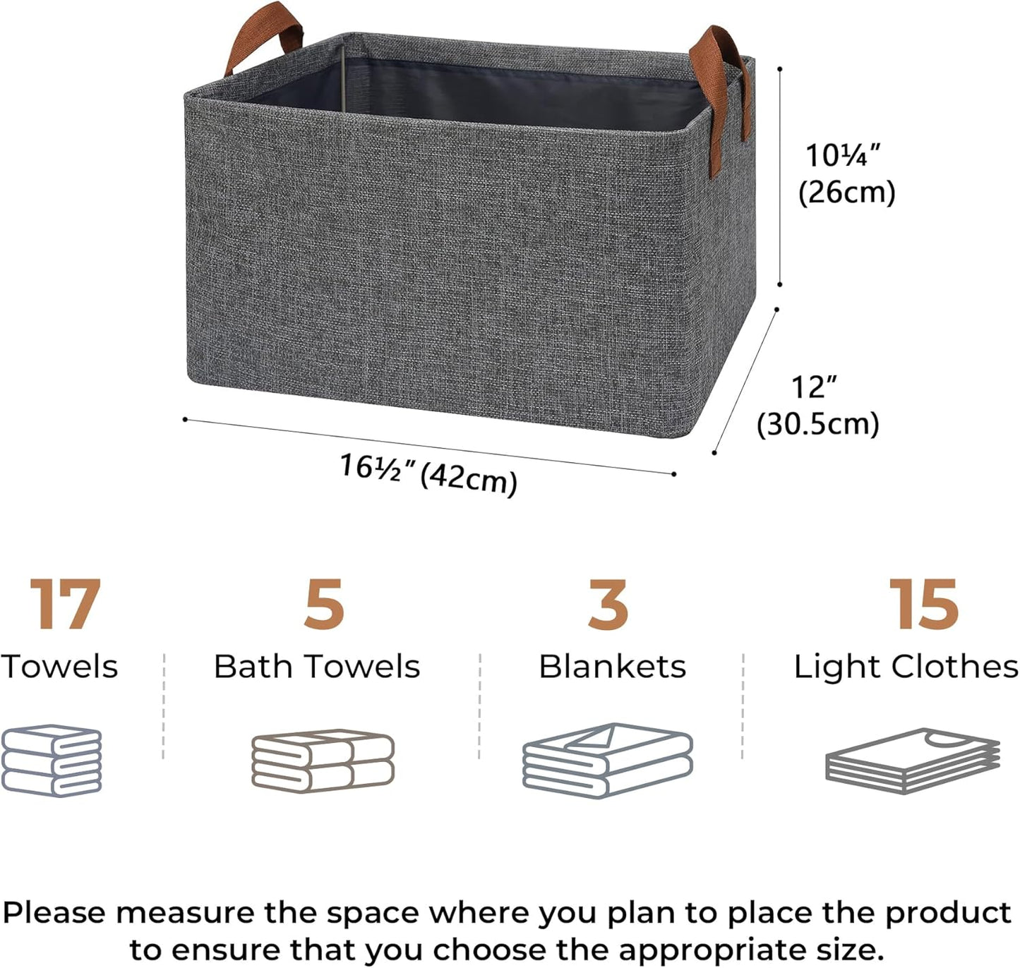 GRANNY SAYS Storage Baskets for Shelves, Closet Organizer Bins, Clothes Storage Bins with Metal Frame, Extra Large Baskets for Organizing and Storage, Collapsible, Dark Gray, 2-Pack