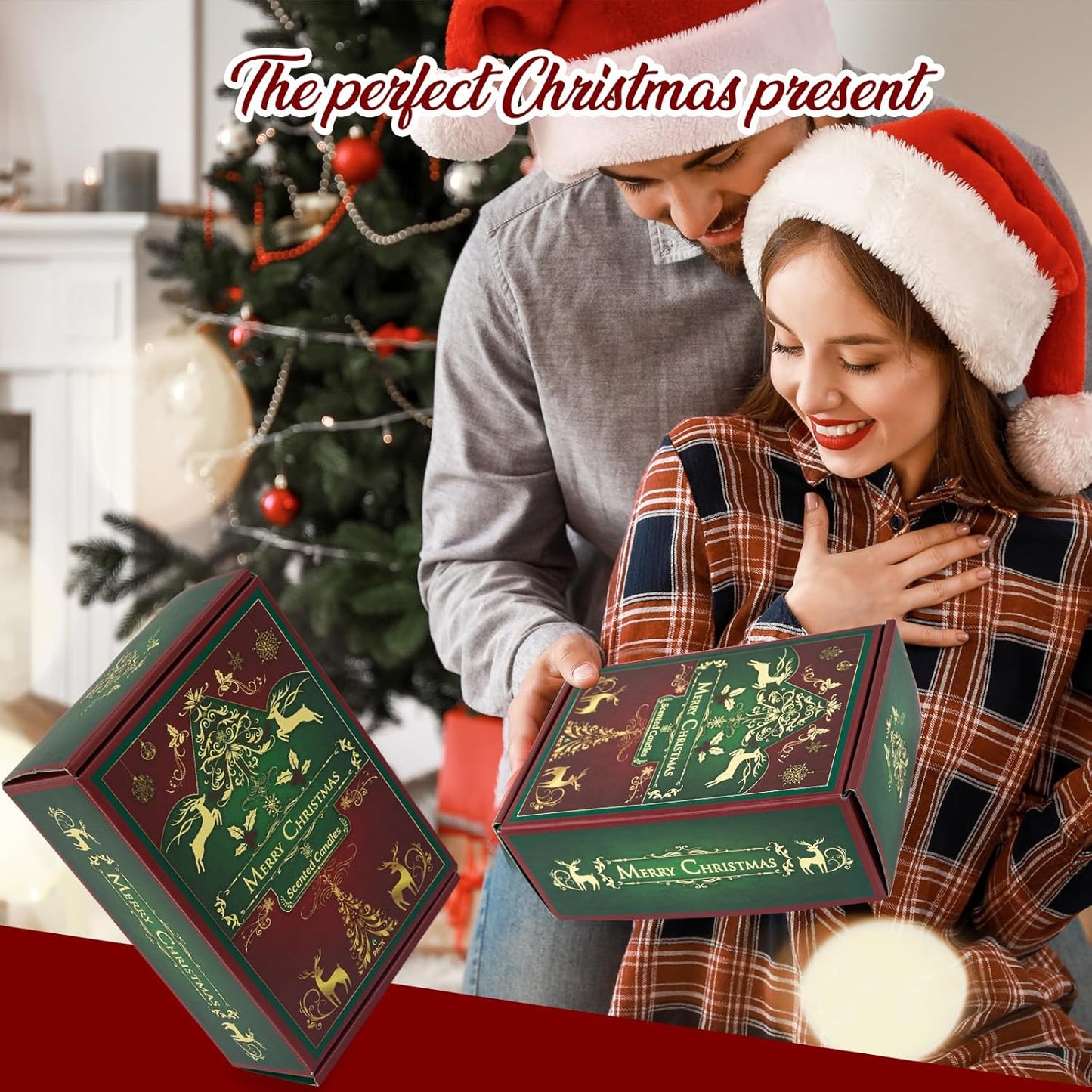 6 Pack Christmas Candles Set, Christmas Candles for Home Scented, Winter Holiday, Natural Soy Wax Jar Aromatherapy Candle Gifts Stocking Stuffers for Women Men Adult