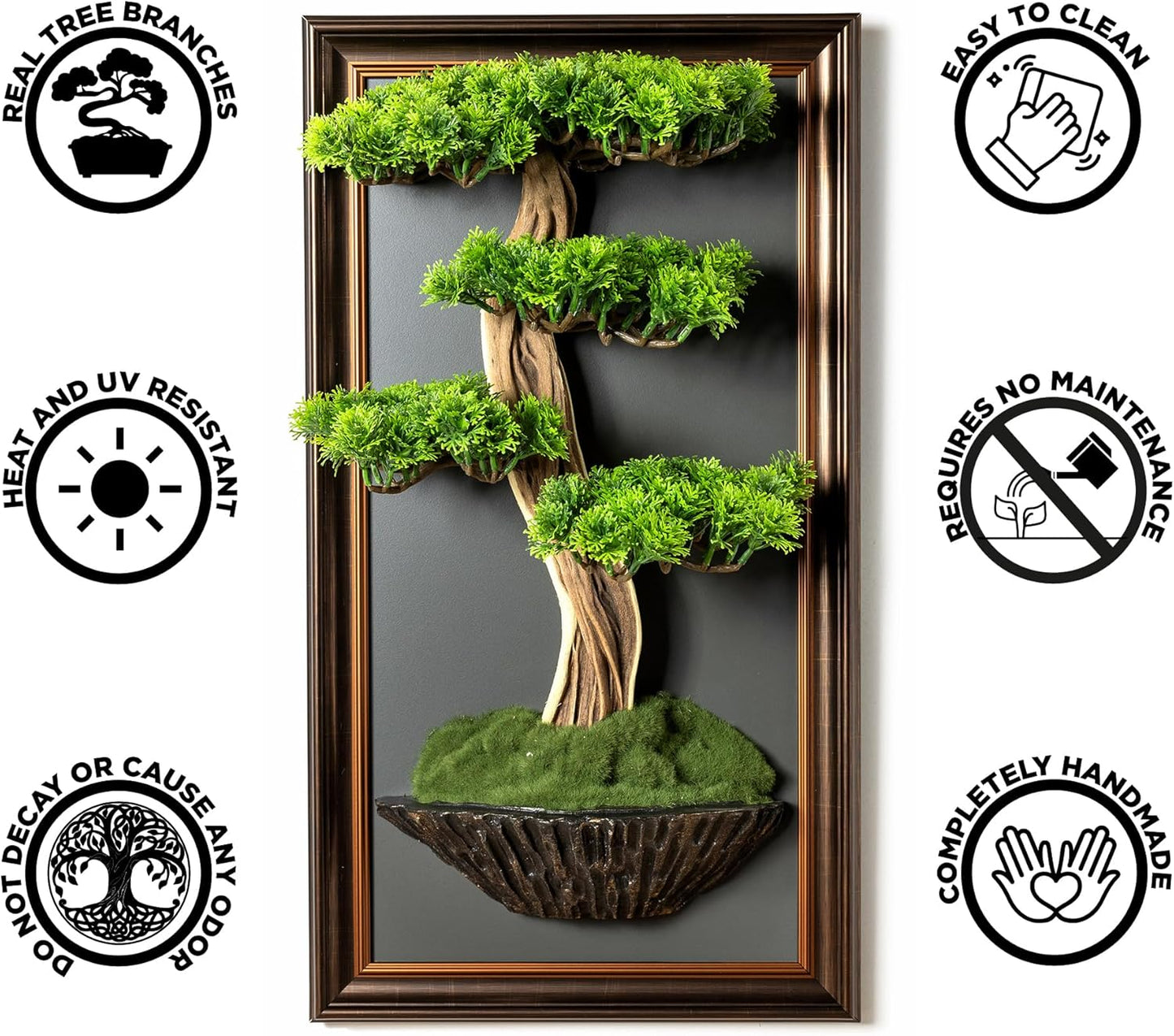 Bonsai Art Life Tree Tableau - 7 - Handmade Tree Portrait, Tree Wall Art, Tree Wall Decor, Wall Decoration, Wallboard